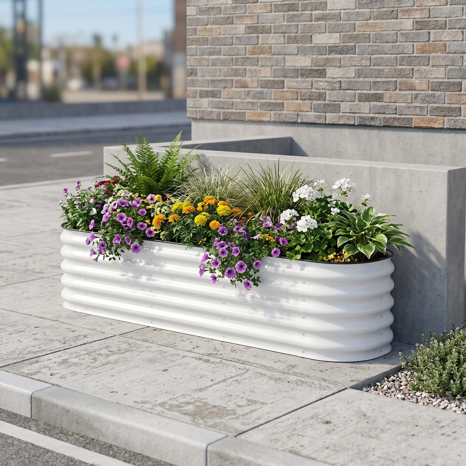 Bancal alto 195 x 60 x 43 cm acero galvanizado para jardín, verduras