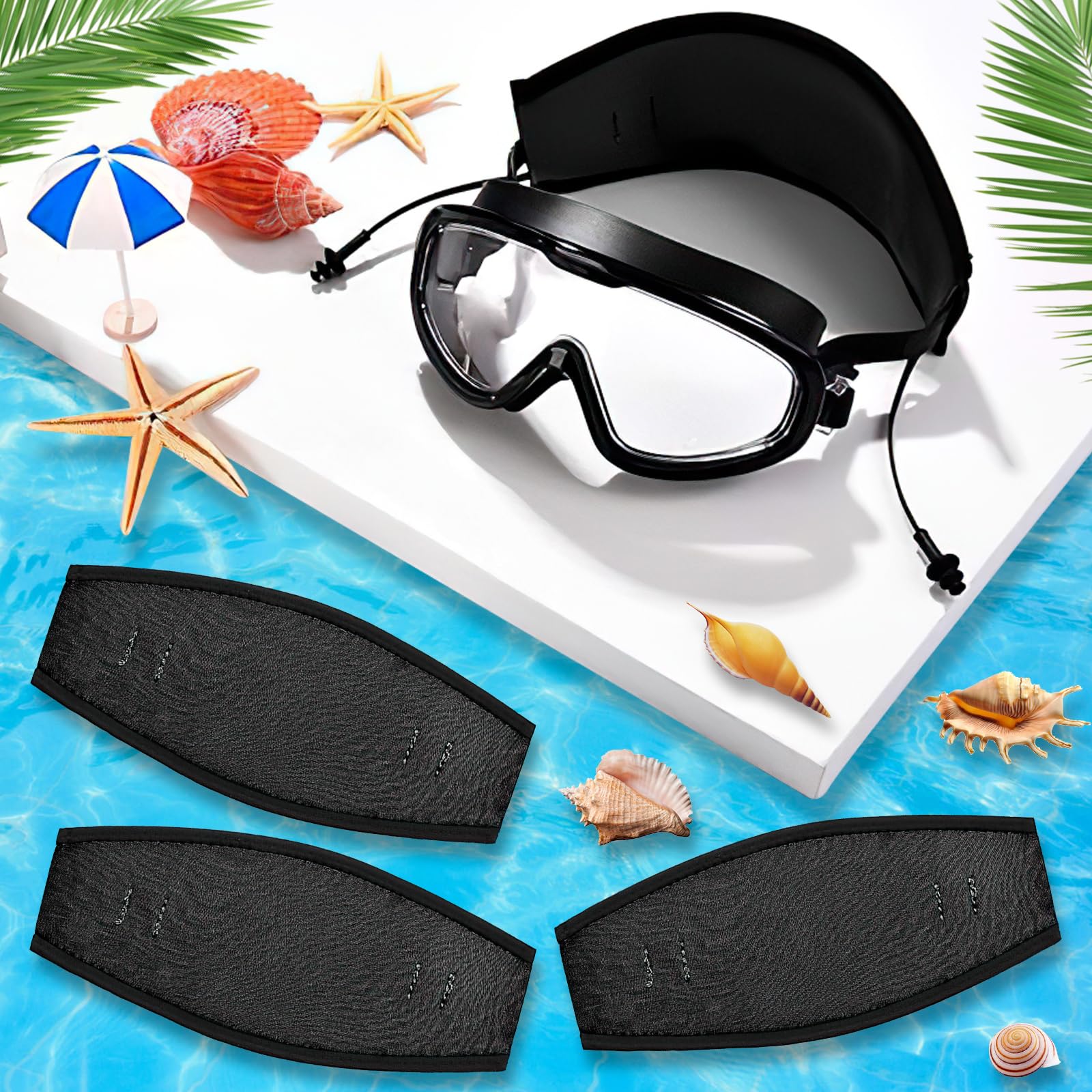 3PCS Cinturino per Maschera da Immersione, Cinturino Maschera in Neoprene, Cinghia per Maschera Subacquea, Cinturino per Avvolgimento da Immersione, per Sport Acquatici, Unisex