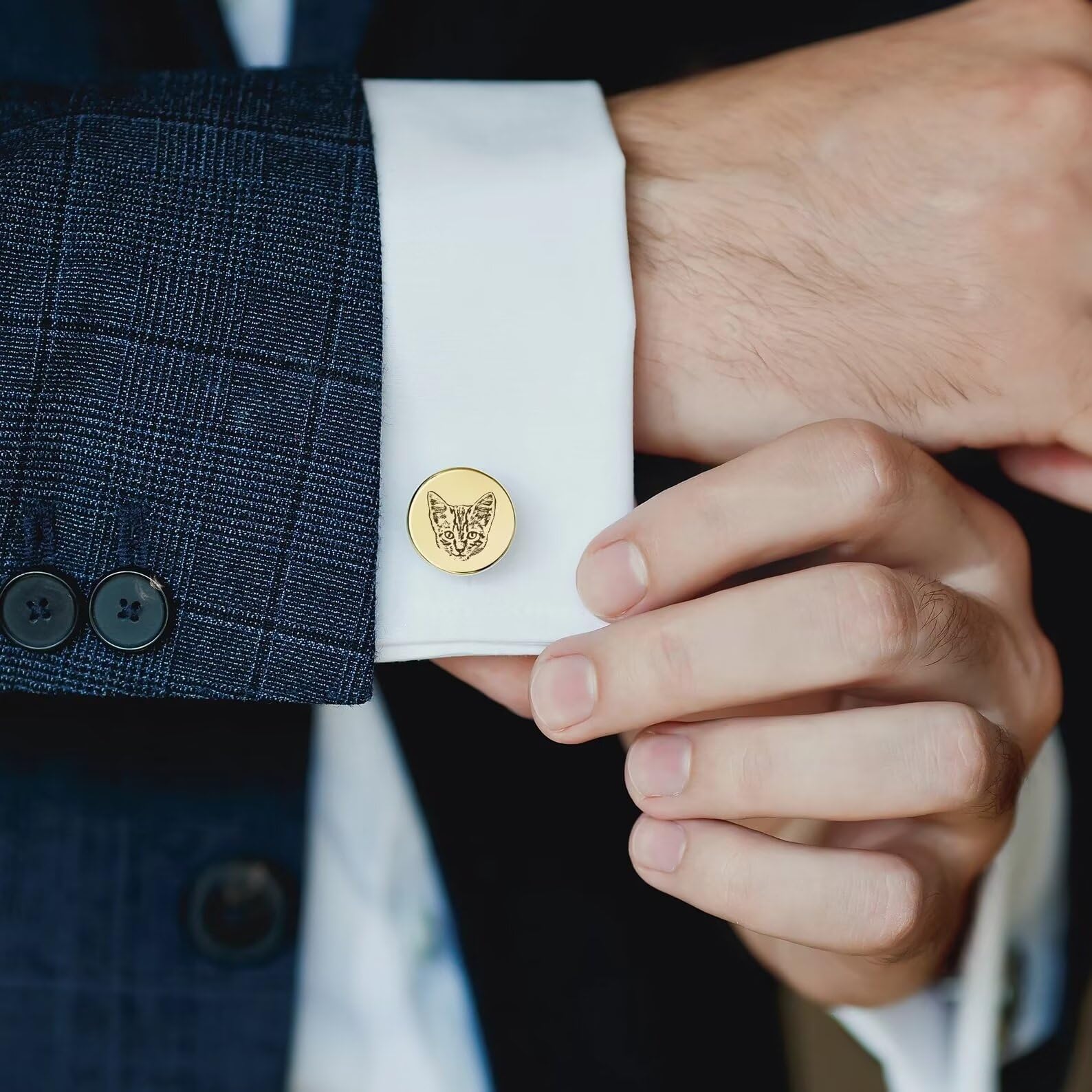 Gemelos personalizados - Gemelos de retrato de mascotas - Regalo del novio de la novia - Regalo personalizado para él