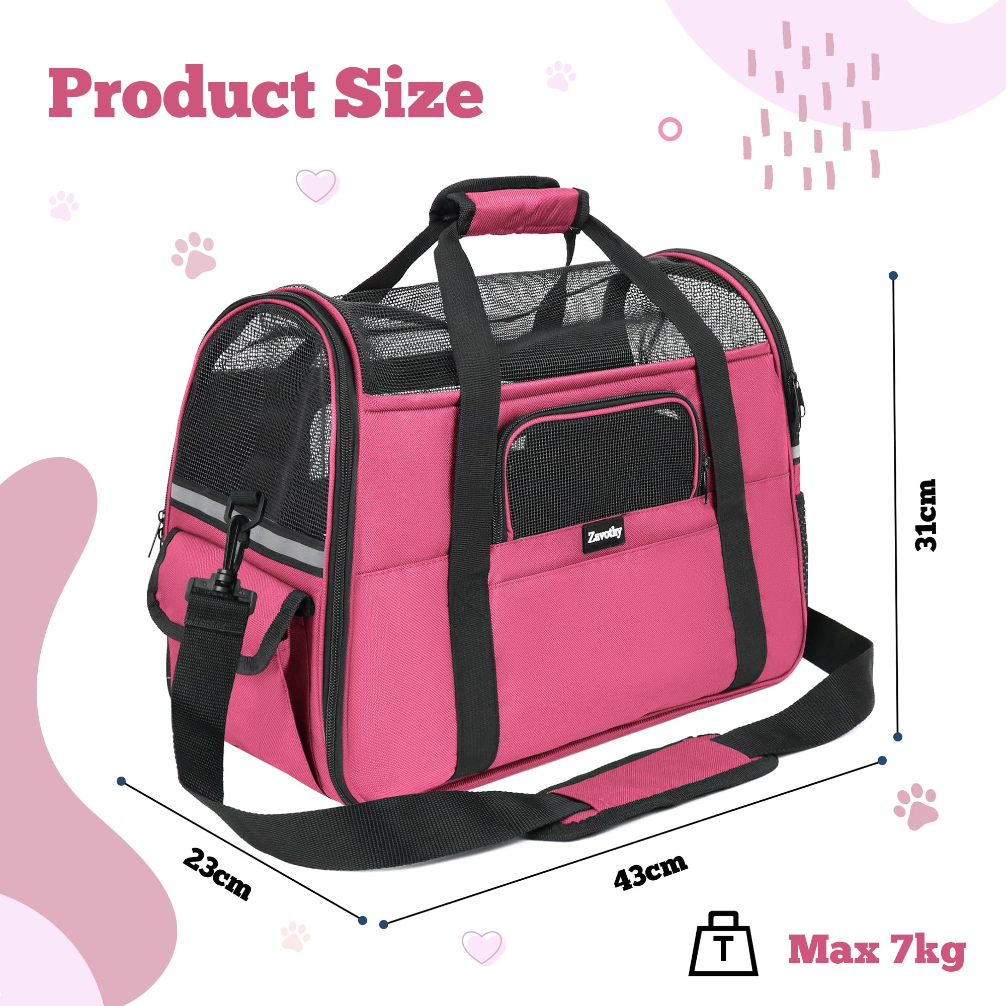 Zavothy Cat Dog Transport Bag, Breathable and Foldable Cat Box Carrier with Adjustable Shoulder Strap - Image 2