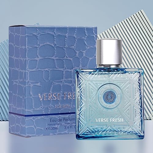 Vista 6 de NovoGlow Verse Fresh - Eau de Parfum en espray para hombres de 3.4 onzas líquidas - Fragancia cítrica floral y amaderada de larga duración, aroma