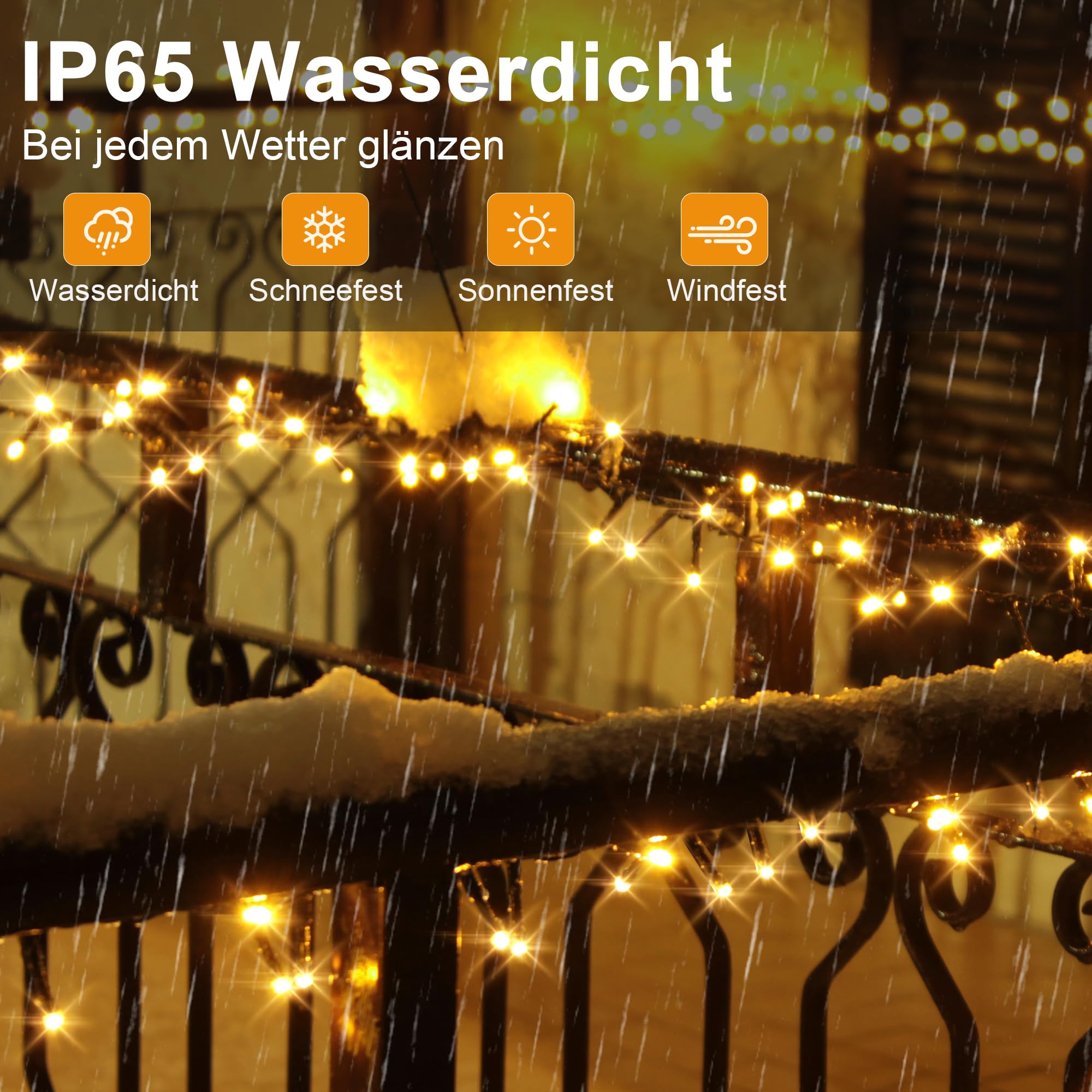 120M Luci Natale Esterno per Decorazioni Natalizie, Bianco Caldo | Luci Natalizie con Telecomando, 1080 LED, Impermeabile, 8 Modalità, Timer, Decorazione per Albero Natale, Giardino