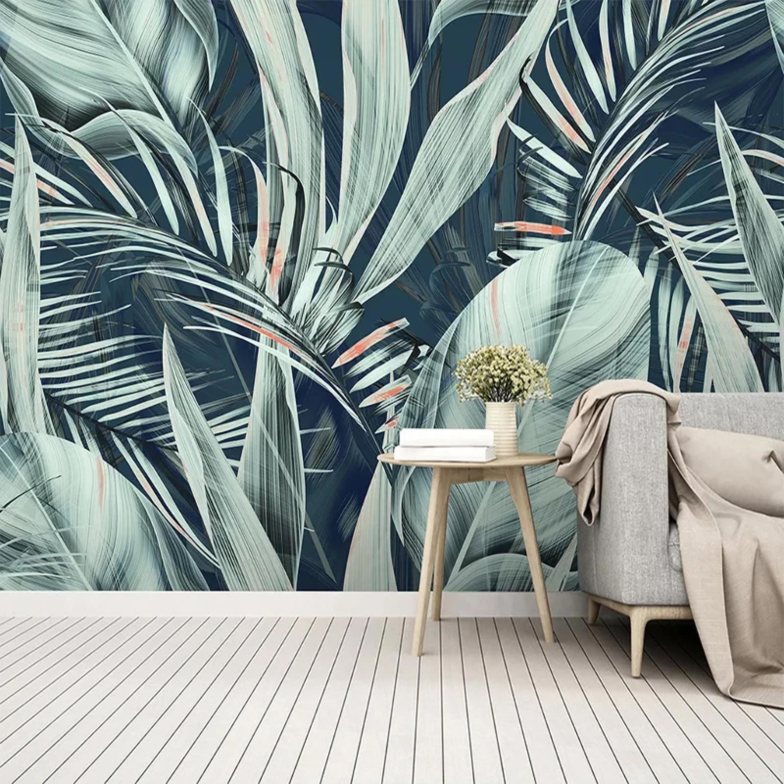 KoKoty Hd Print Silk Mural Wallpaper Tropical Rainforest Banana leaves-200 x 200 cm-Wall Mural Home Decoration Silk Murals Wall Art Modern Design Art Print