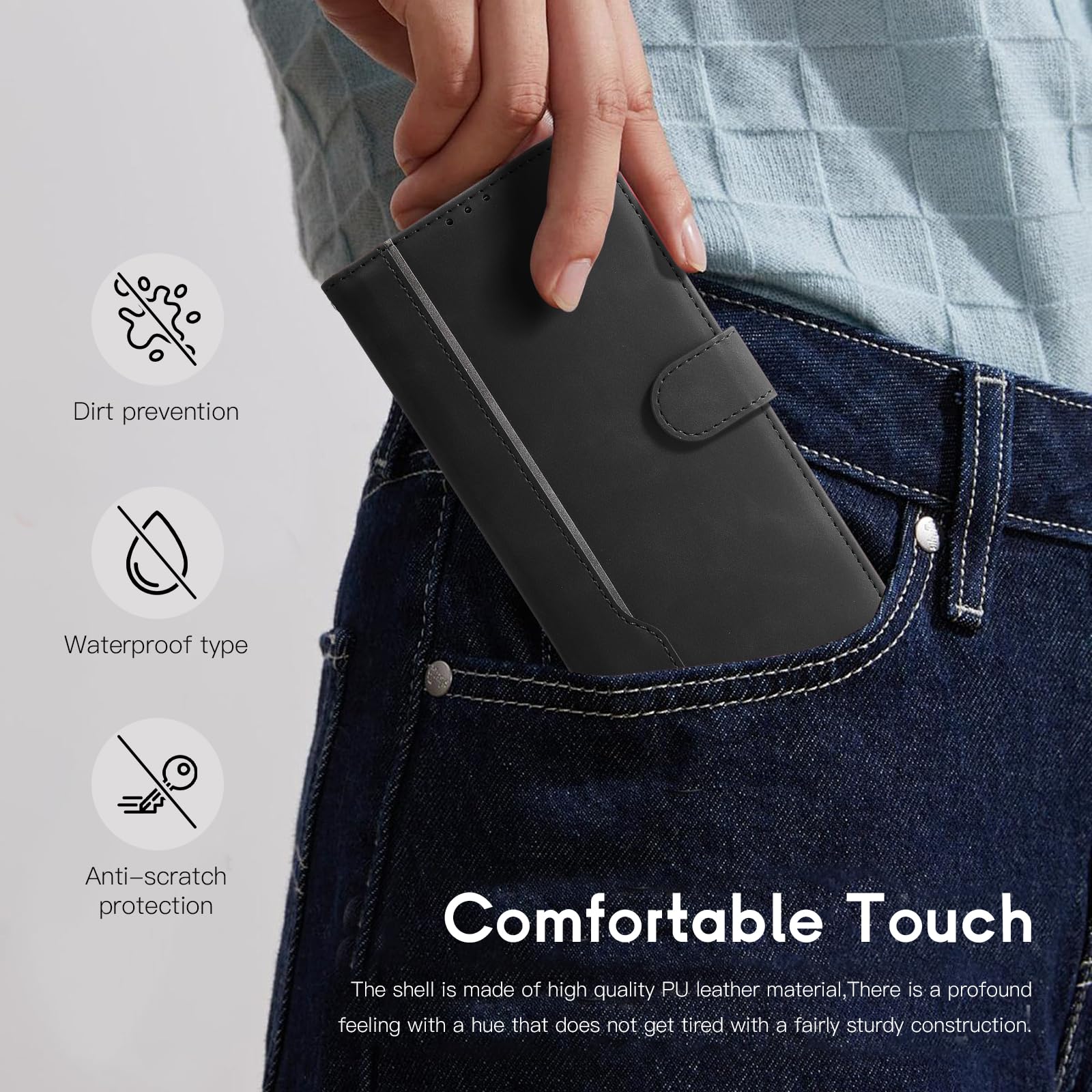 COMAKU Cover a Libro Motorola Moto G15/ G15 Power, Custodia a Portafoglio in Pelle con Supporto e Chiusura Magnetica Compatible per Motorola Moto G15