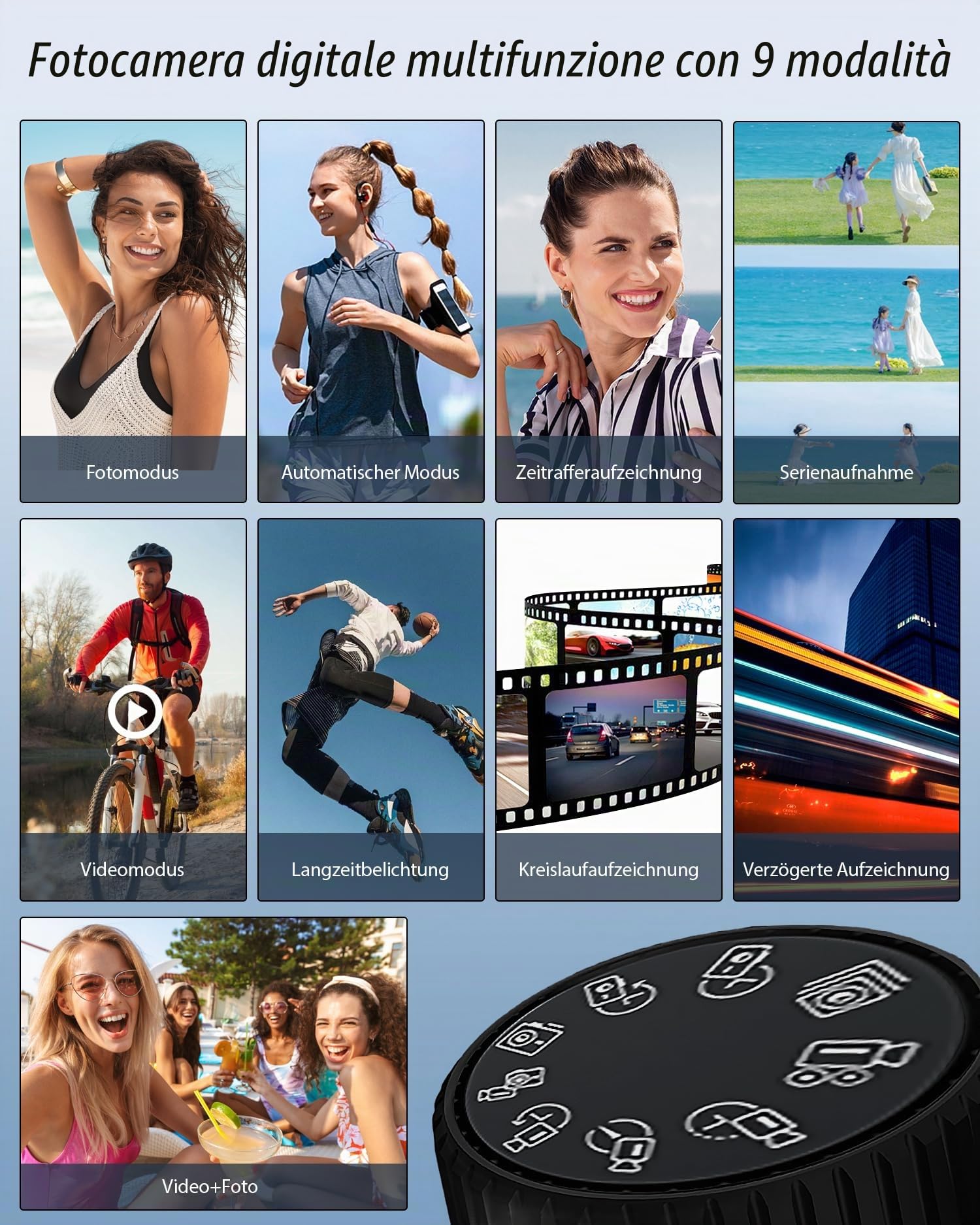 Fotocamera digitale 4K 64MP, camera con touchscreen da 4,0", zoom digitale 16X, fotocamera compatta per principianti con funzione WiFi (1)