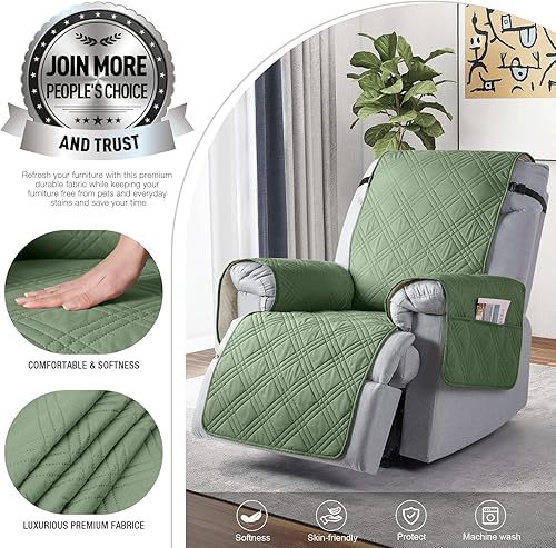 Miniatura 196 de TAOCOCO Funda para silla reclinable 100% impermeable con correas dobles, fundas antideslizantes para silla reclinable con bolsillo, protector