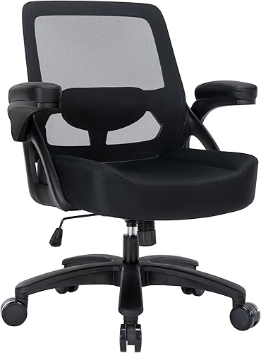 Miniatura 8 de Silla de oficina grande y alta de 400 libras con asiento ancho, silla de escritorio ergonómica resistente con brazos abatibles, silla ejecutiva de