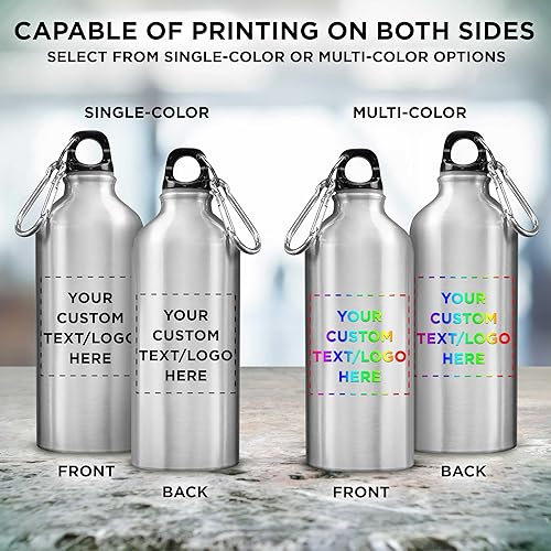 Miniatura 6 de DISCOUNT PROMOS Botellas de agua de aluminio personalizadas de 20 onzas, juego de 10, paquete personalizado a granel, perfectas para gimnasio,