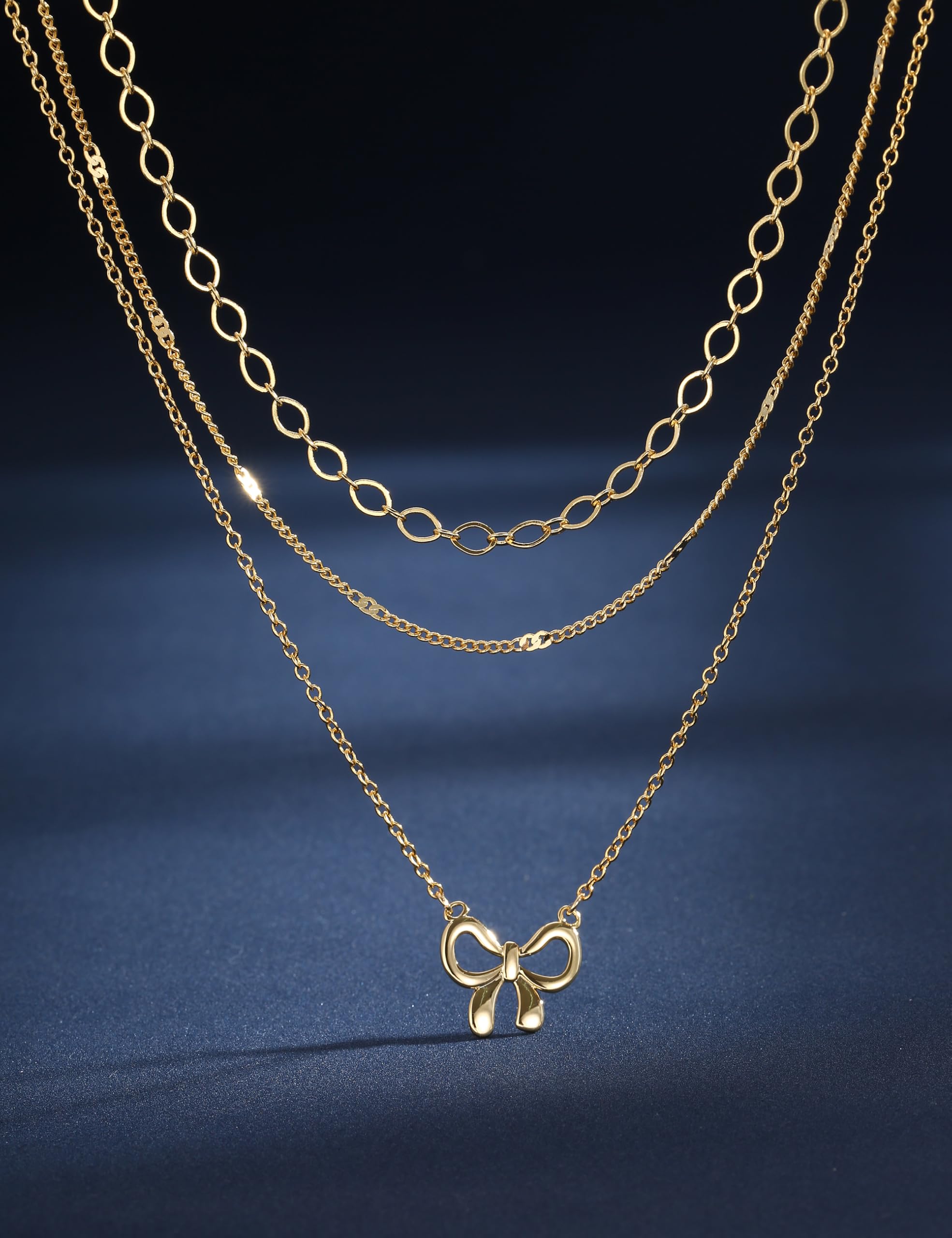 ZXLIHS 3-teilige zierliche mehrschichtige Halsketten für Frauen – Büroklammer-Halskettenstapel-Set, Trendiger Layering-Kettenanhänger, Schmuck, der Nicht anläuft, Geschenke