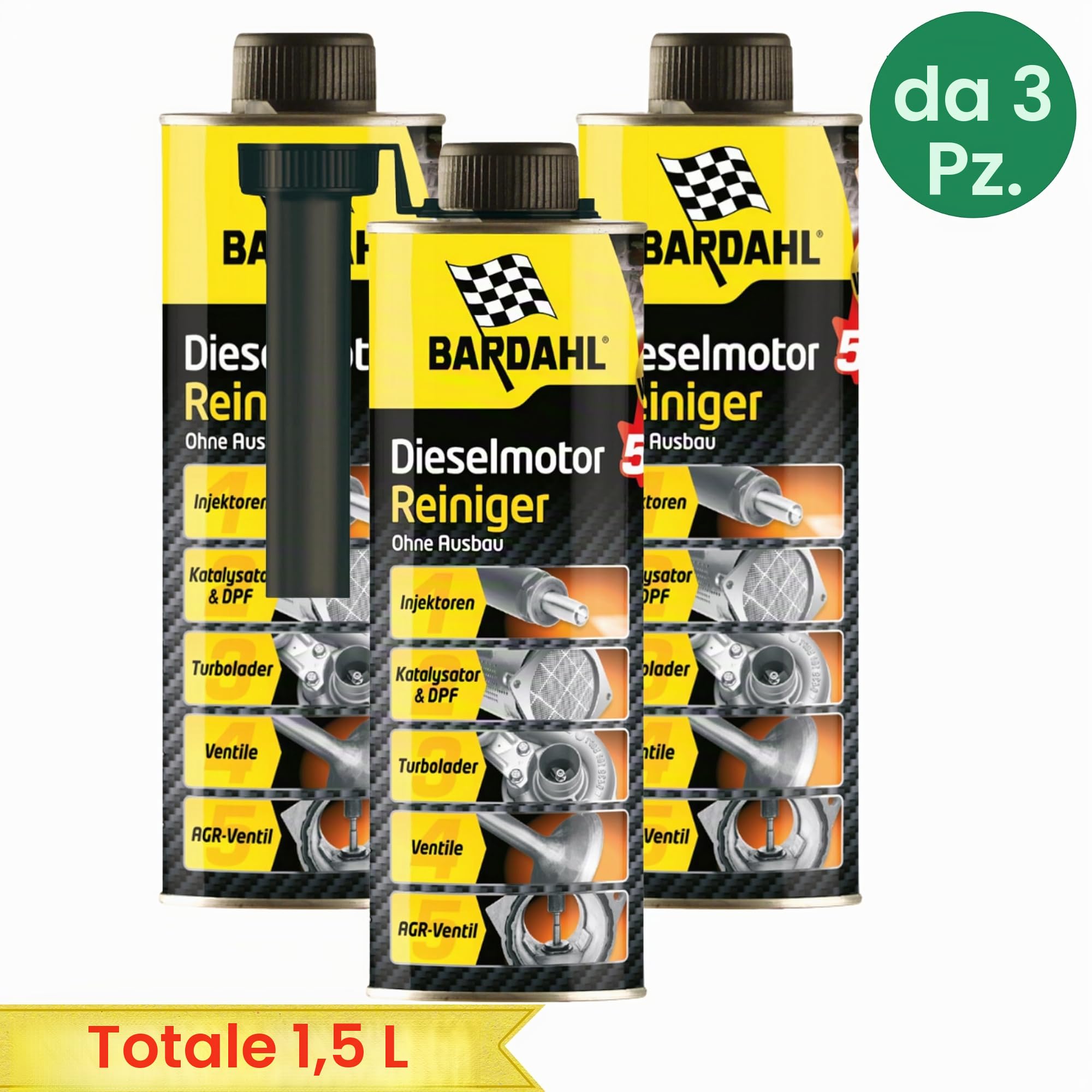 Bardahl, Detergente motore diesel 5 in 1, pulitore sistema per motori diesel, pulizia valvole AGR filtro antiparticolato diesel, iniettori DPF, 500 ml (3)