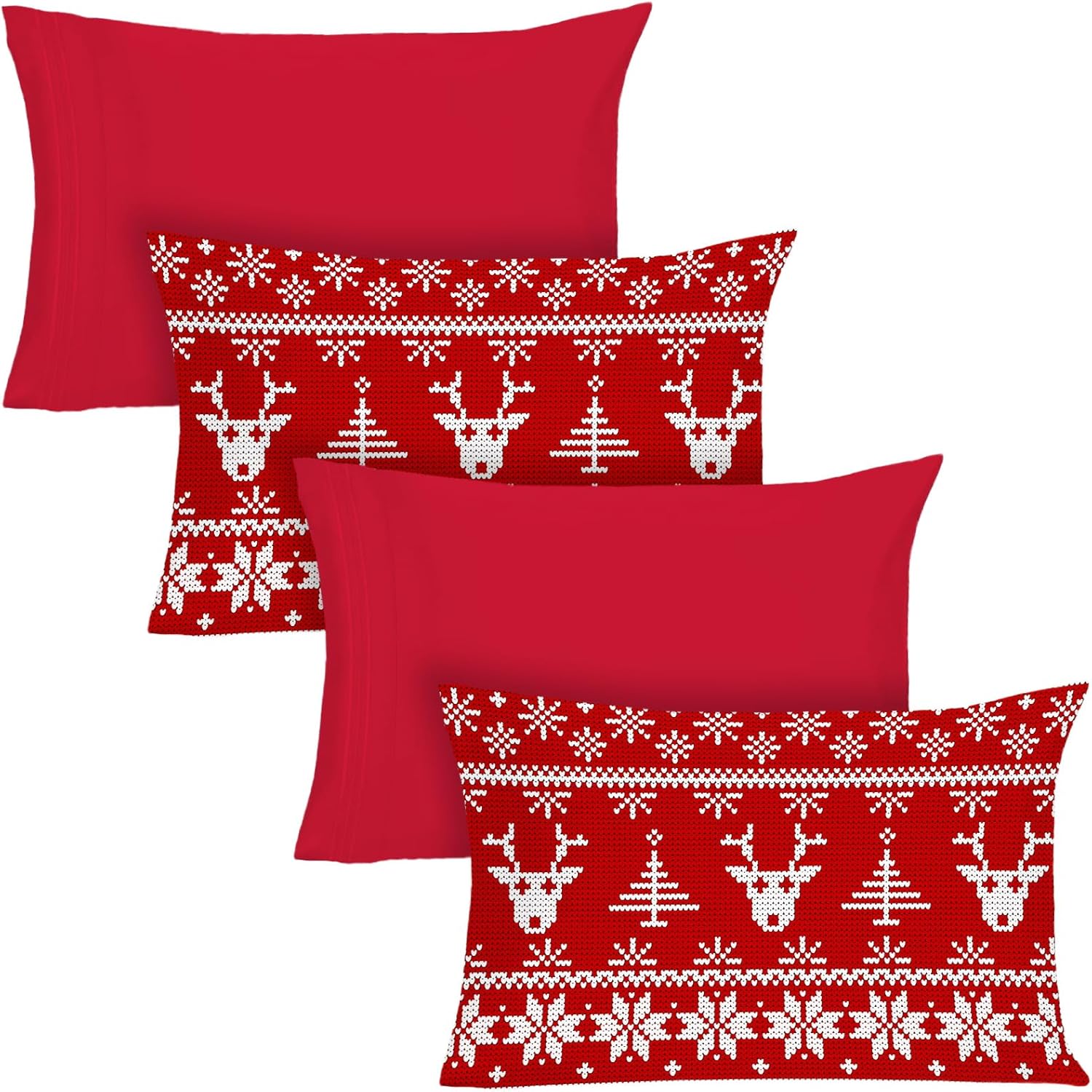 YIYEA Christmas Pillow Cases Standard Size Set of 4, Ultra