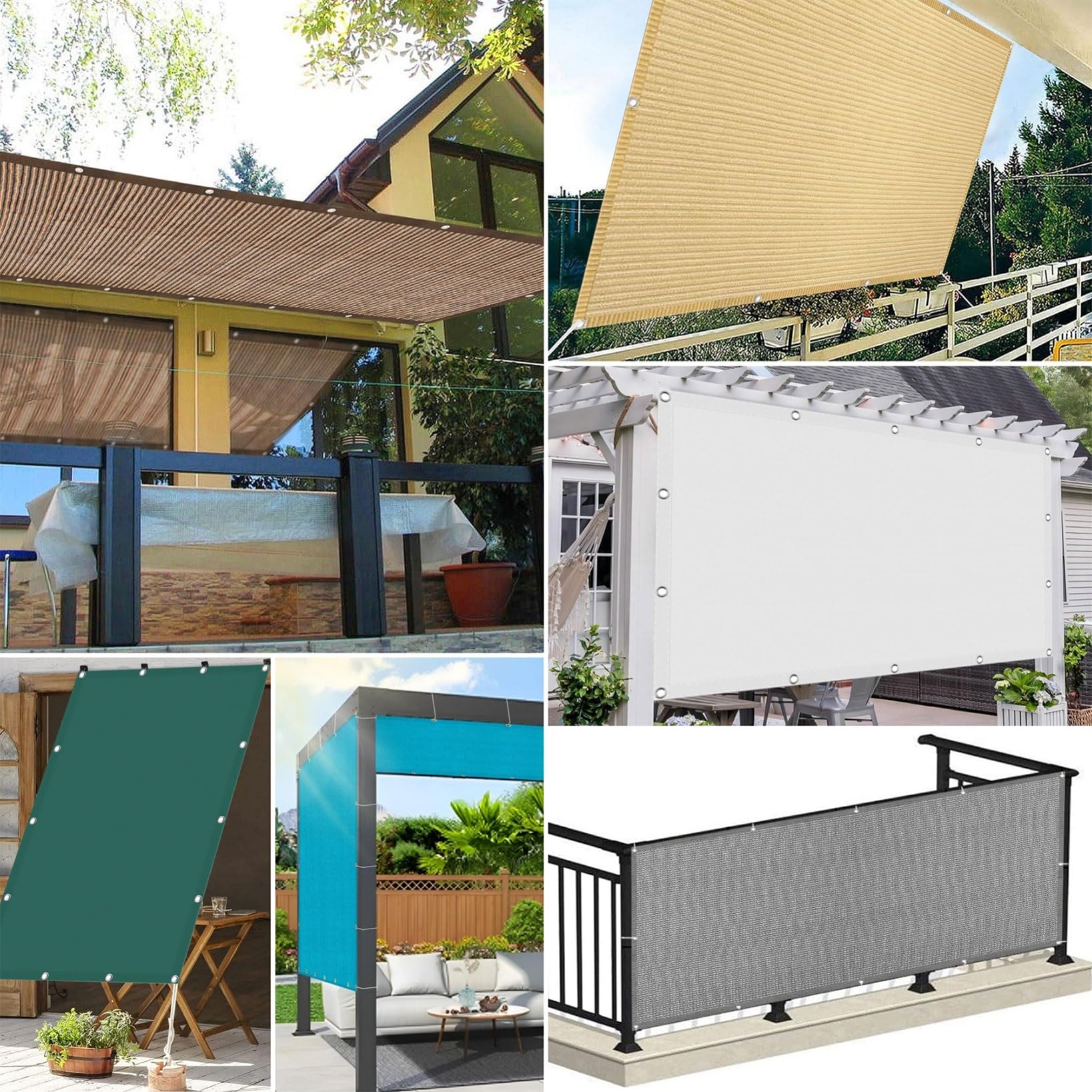 Copertura protettiva per balcone, 40 x 75 cm, 100% resistente agli strappi, con occhielli e fascette per cavi, ideale per giardino, recinzione, terrazza, colore: marrone