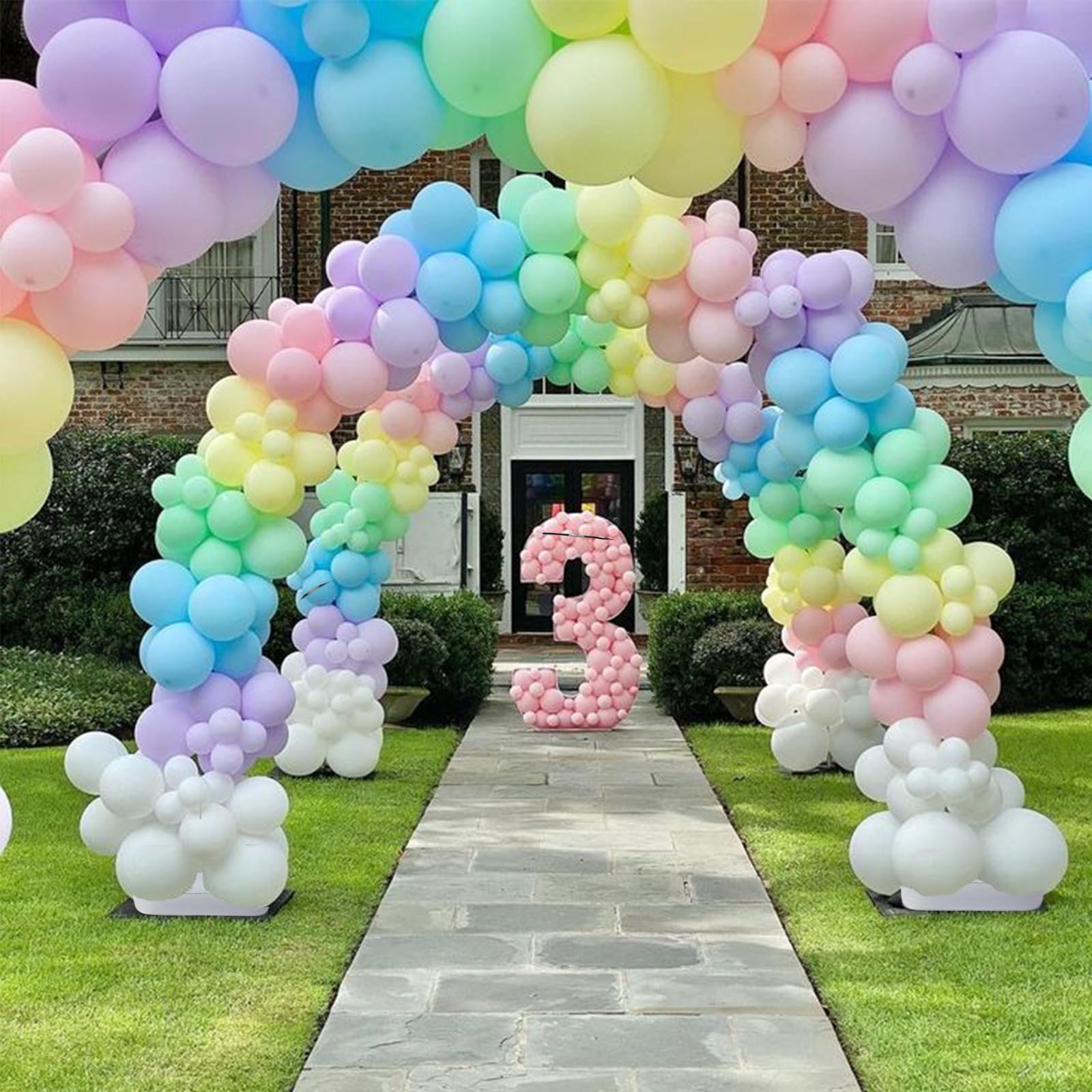 PlusFive Kit per arco per palloncini, altezza 20.5 m e larghezza 10.5 m, set di supporto regolabile con base riempibile ad acqua, per decorazioni per matrimoni, feste di compleanno