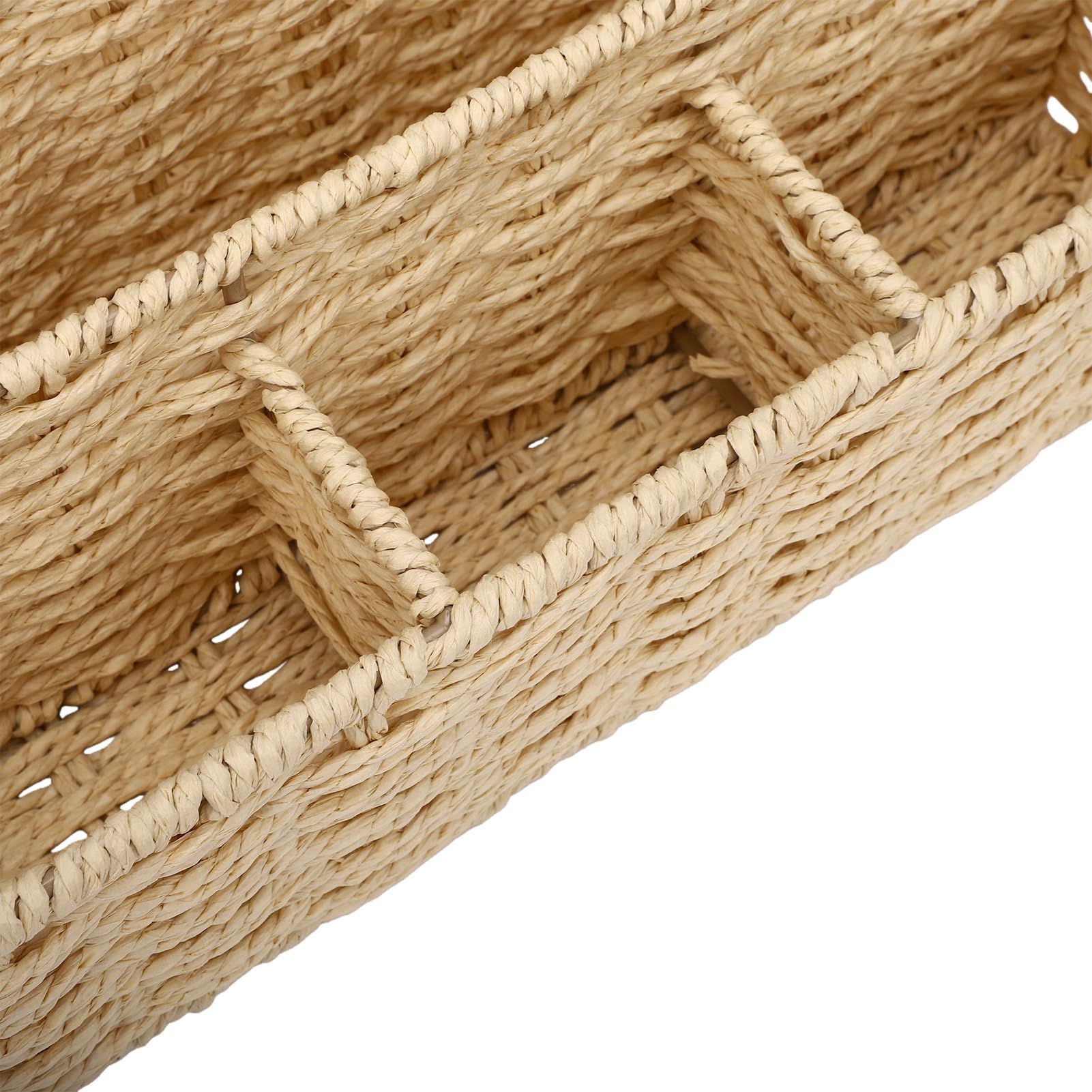 Cryfokt 2 Stück Gewebter Schreibtisch-Organizer, Mehrere Fächer, 33 X 18 X 16 Cm (Beige)