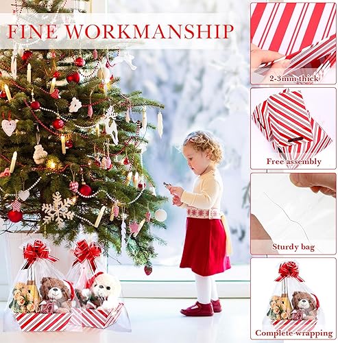 Miniatura 6 de Juego de 44 cestas vacías para regalo, incluye 12 cestas de regalo, 12 bolsas de plástico vacías para cestas de regalo y 20 lazos para bodas, Acción