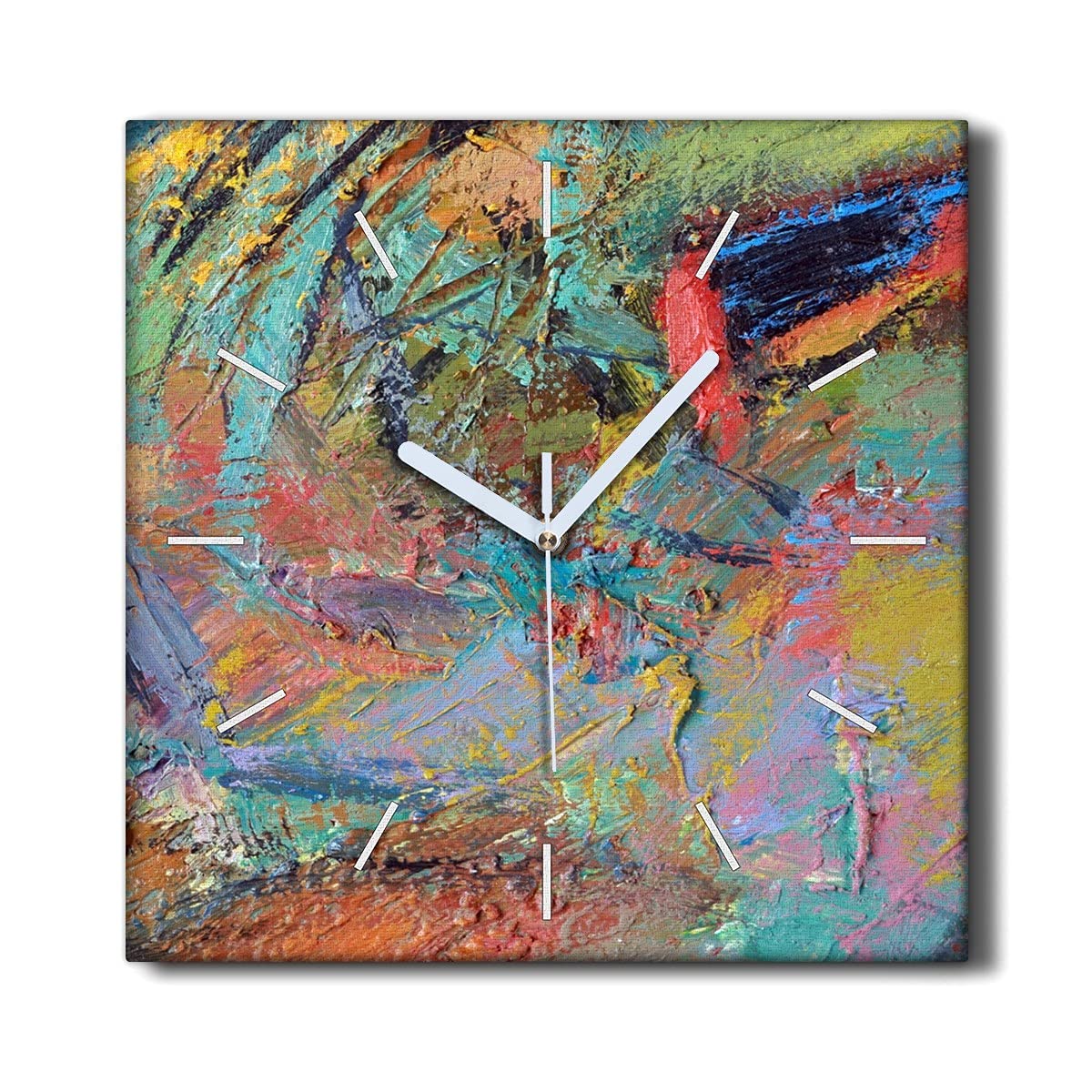 Horloge sur Toile sans tic-tac Coloray silencieuse 30x30 pour chambre ou salon calme