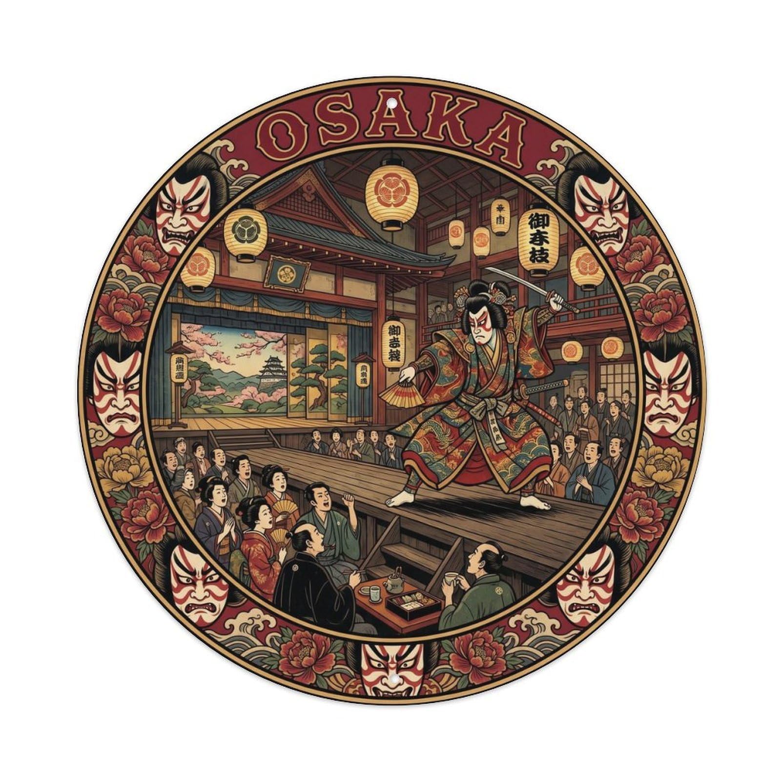 Olhnbad Style Osaka Namba Grand Kabuki Theater Performance Cultural Metal Tin Sign