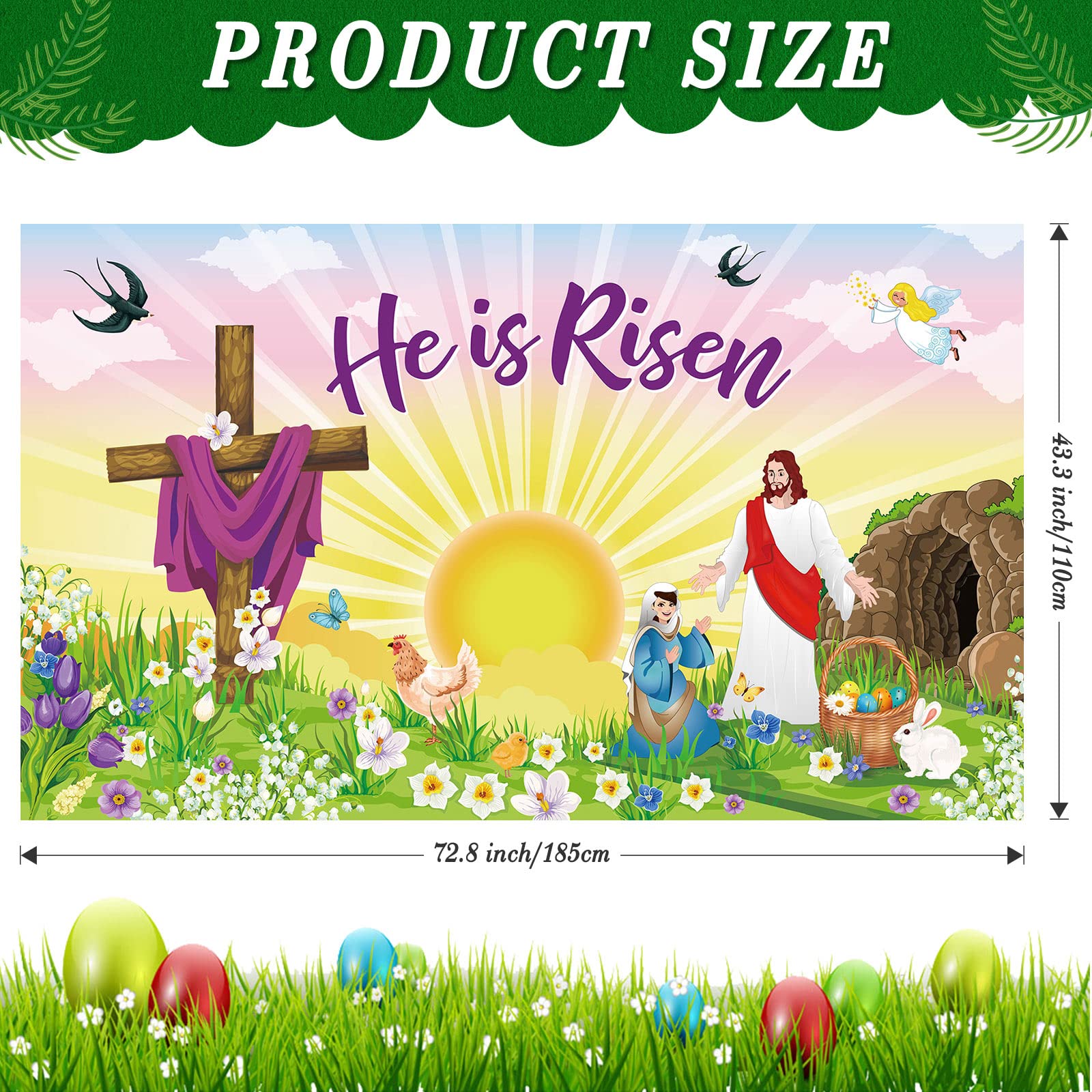 Oster-Hintergrund 'He Is Risen' 3x2,4 M - Fotohintergrund Für Kirche & Osterparty