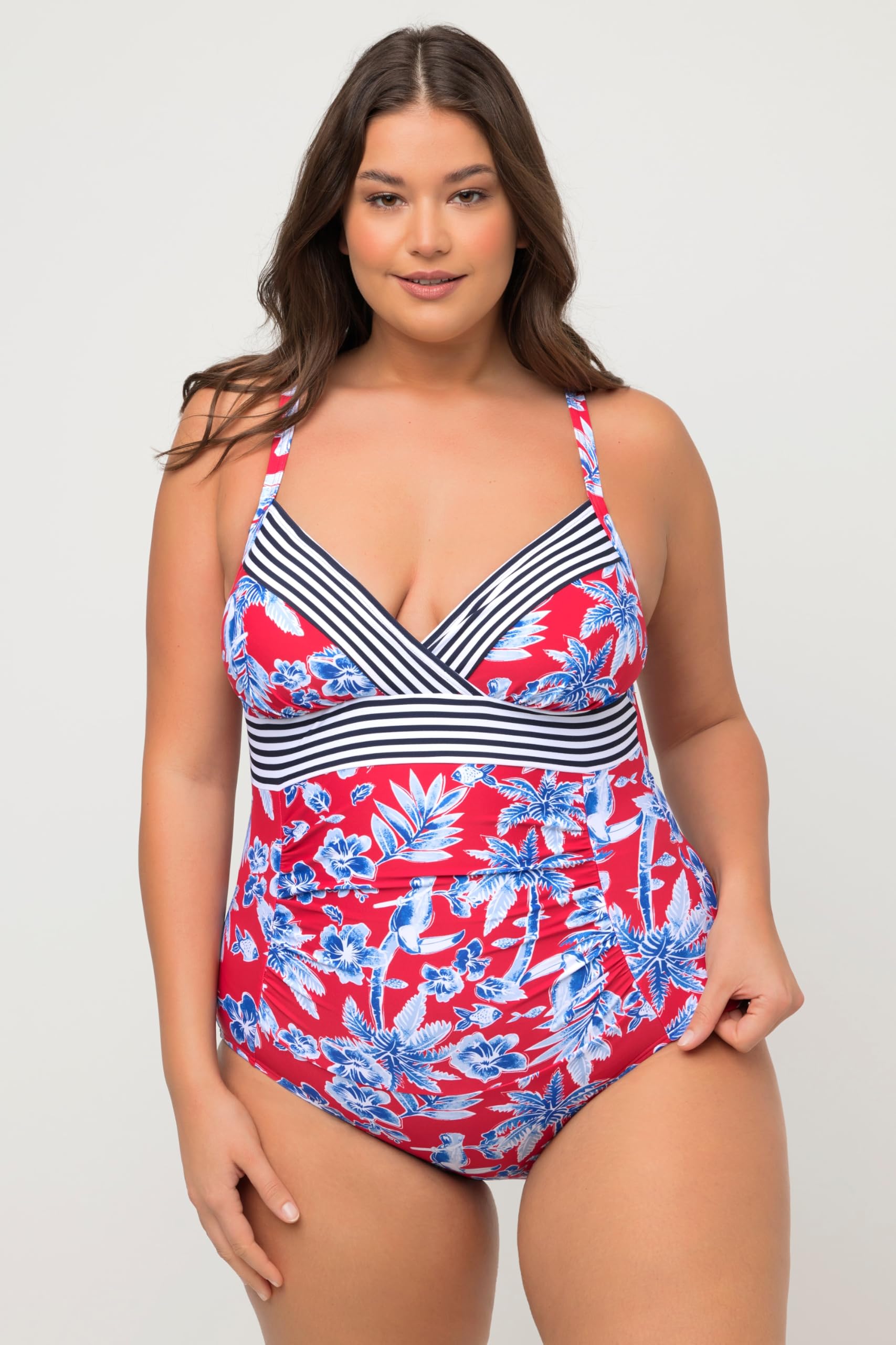 Ulla Popken Costume da Bagno Tucan Stampa Riciclata Intero Donna