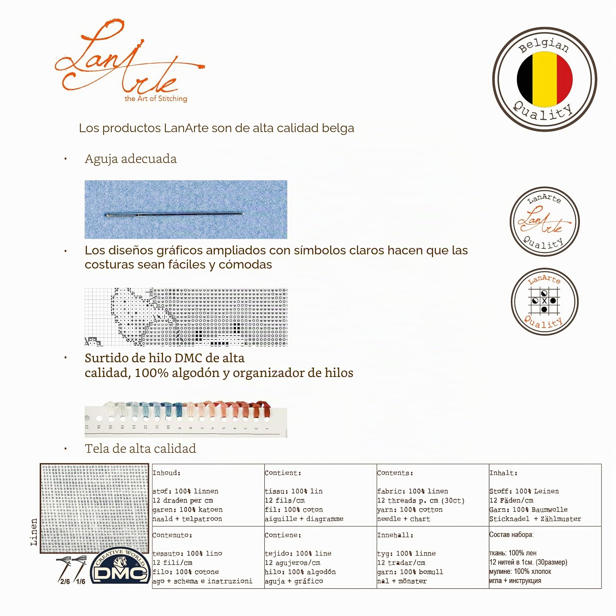 LANARTE Kits De Punto De Cruz Contado Completo Arte De Pared DIY Escalera con Flores Set Manualidades Adultos Set Decoracion Salon Creativo Regalo ca. 27 x 37 cm Cross Stitch Embroidery