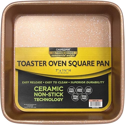 casaWare Horno tostador de 7 pulgadas Ultimate Series de cerámica con revestimiento antiadherente de cerámica (granito oro rosa)