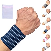 360 RELIEF Wrist Support Wrap Compression Brace | Fitness, Gym, Crossfit, Weightlifting, Powerlifting | Blue with Mesh Laundry Bag