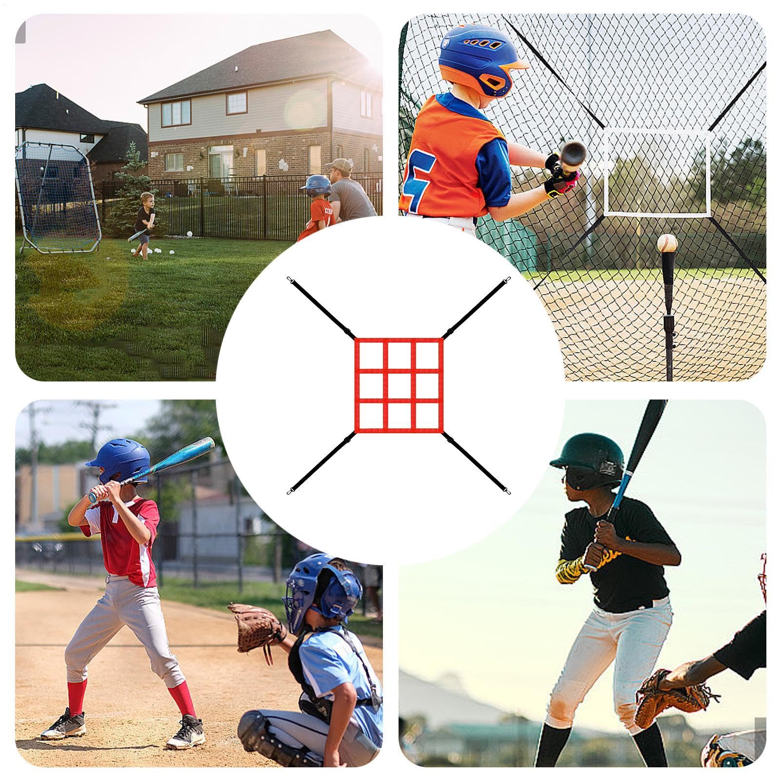 Pitching Targeting Zone - Pitching Nets Strike Zone Targets, Baseball Softball Pitching Targets | Baseball Practice Net, Attachment Strap for Hitting Batting Catching, Pitcher Accuracy Training Aids