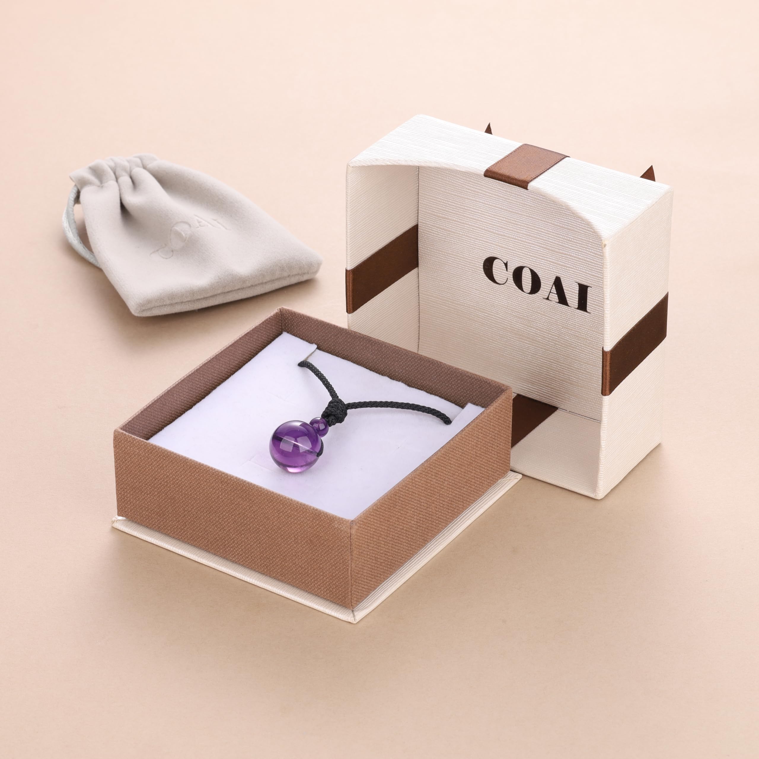 COAI Genuine Stone Bead Healing Crystal Necklace