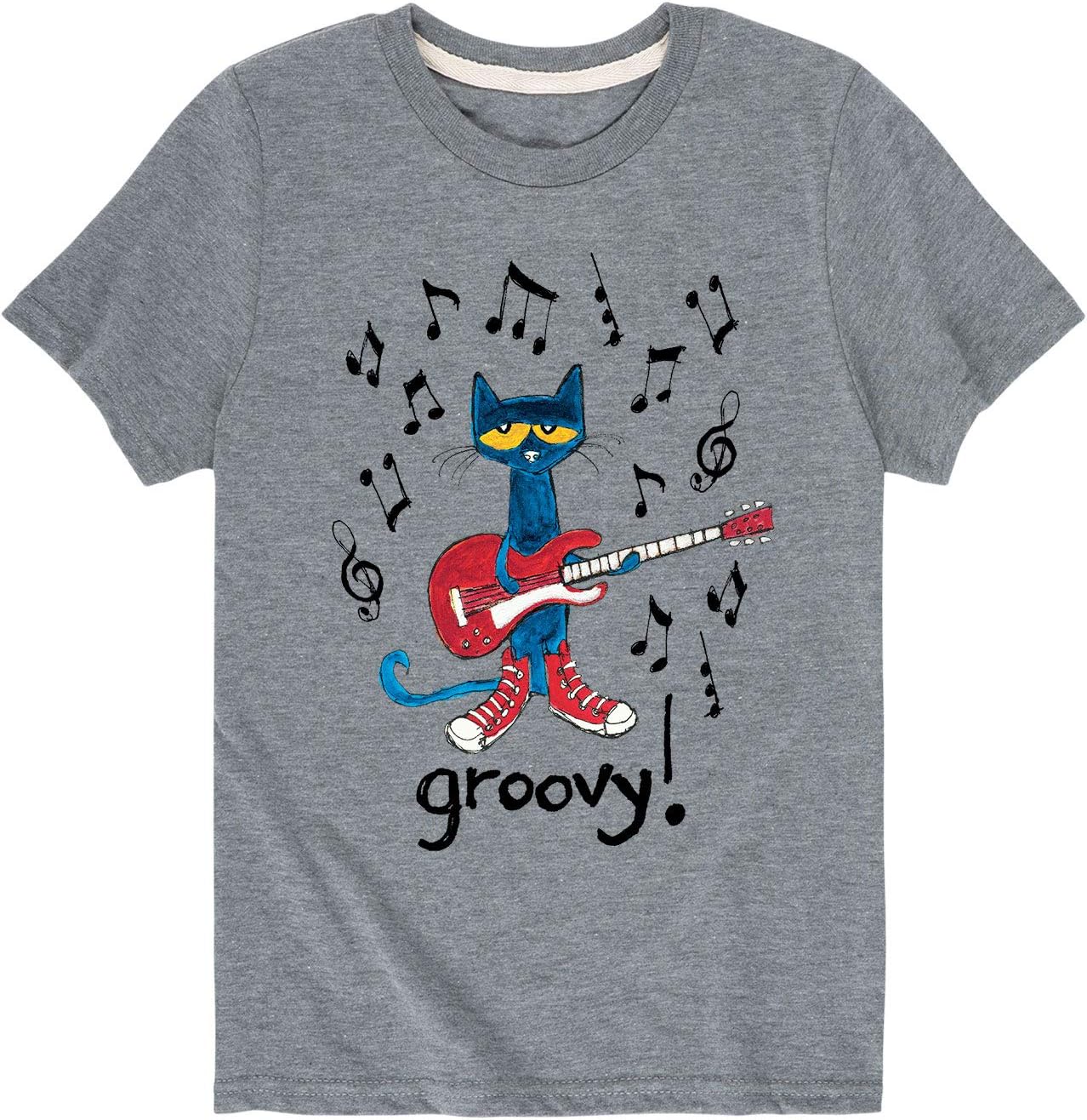 Pete the Cat - Groovy - Youth Short Sleeve Graphic T-Shirt - Size Small Athletic Heather