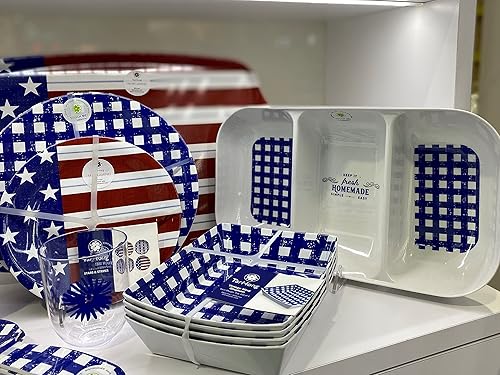 Miniatura 8 de TarHong Stars & Stripes - Platos de ensalada con patrones surtidos, 8.4 pulgadas, melamina pura, inastillables, interiorexterior, juego de 4 platos