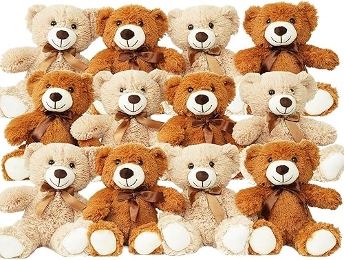 Miniatura 6 de Paquete de 12 Osos de Peluche 34.3 cm Osos de Peluche Pequeños para Ducha de Bebé Adornos de Centro de Mesa para Navidad, San Valentín, Día de la 12