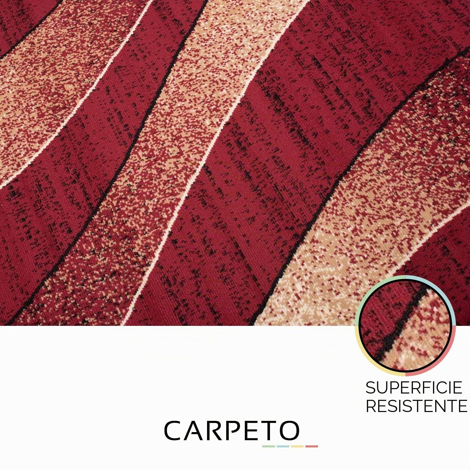 Carpeto Rugs Tappeto Salotto Moderno Pelo Corto - Tappeti Camera da Letto - Tappeti Moderni Soggiorno - Tappeti Salotto Grandi Dimensioni - Rosso - 140 x 200 cm