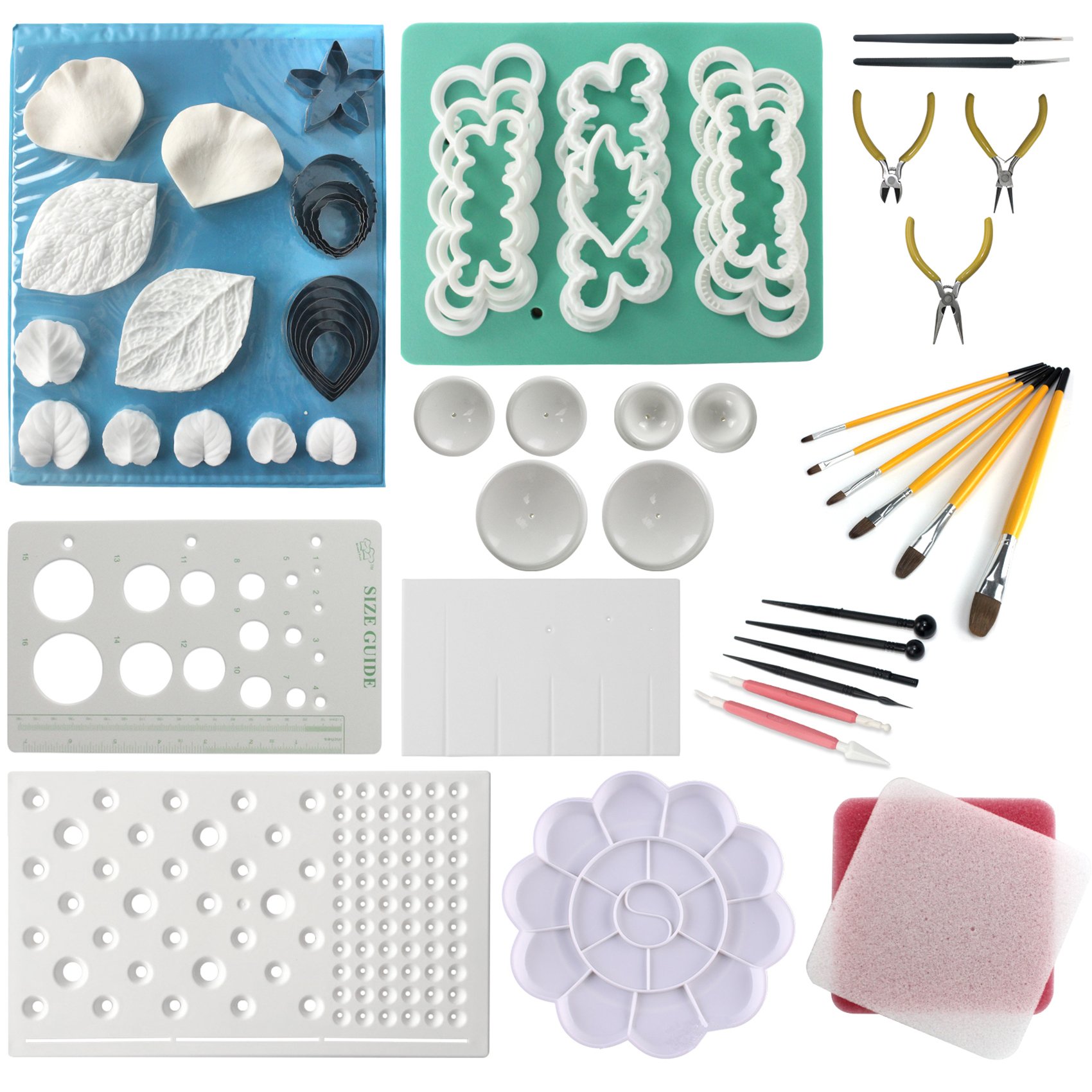 musykrafties Fondant-Blumenherstellung, Basis-Kits, 55-teilig, 23 Sets