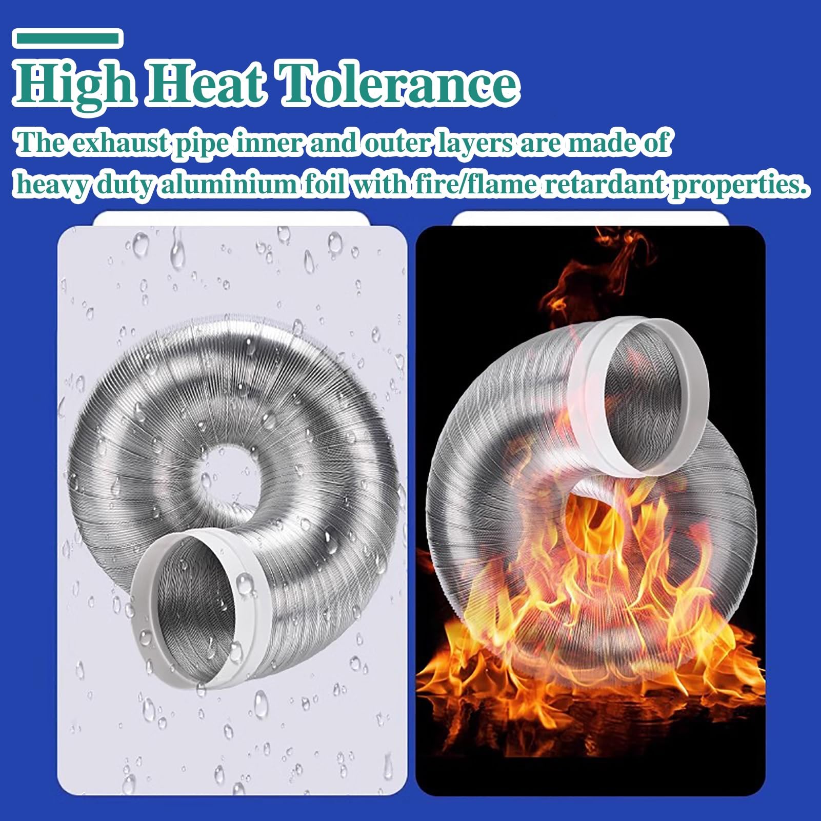 Tubo Flexible Conducto de Ventilación de Campana de Cocina, Conducto de Aluminio Flexible, Manguera de Ventilación de Secadora, Escape de HVAC, Conducto de Ventilación(300cm(9.8ft),D 170mm(6 3/4"))