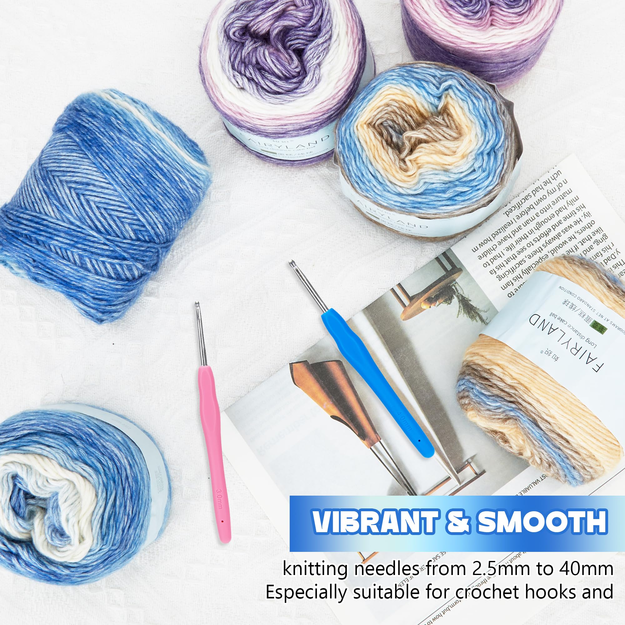Bafeil Ombre Yarn for Crochet Knitting Wool, 4x100g Gradient Yarn 60% Cotton 30% Acrylic 10% Wool with 2 Hooks - Image 4