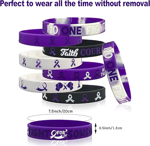 Miniatura 2 de Pulseras de cinta morada, esperanza, fuerza, fe, coraje, conciencia de salud, pulseras de silicona unisex para aumentar la conciencia sobre el abuso