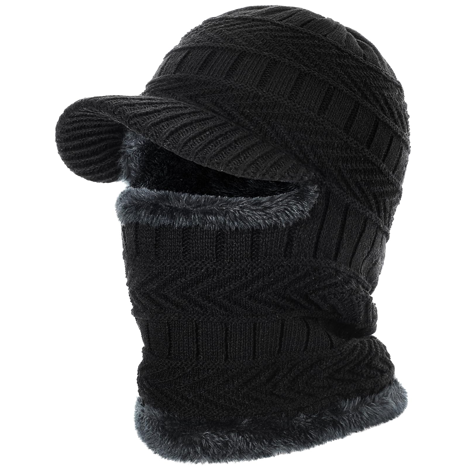 Winter Balaclava Beanie Hat Knitted Ski Mask for Men Women Thermal Lining Hats for Skiing Cycling Sports