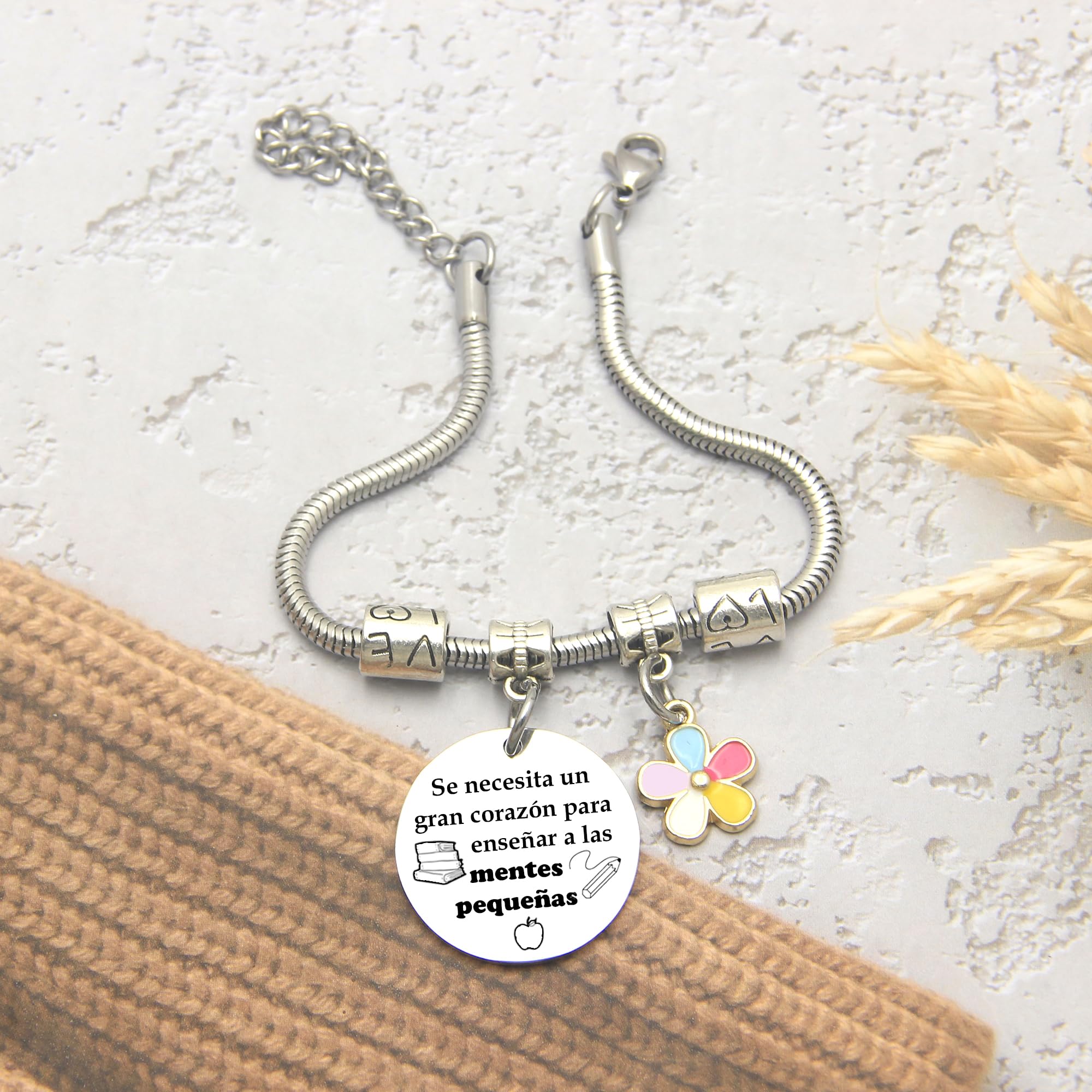 Pulsera Profesoras Regalos Originales para Profesoras Pulseras Maestro Regalo Grabado Pulsera Graduación Regalos Cumpleaños Regalo del dia del Maestro
