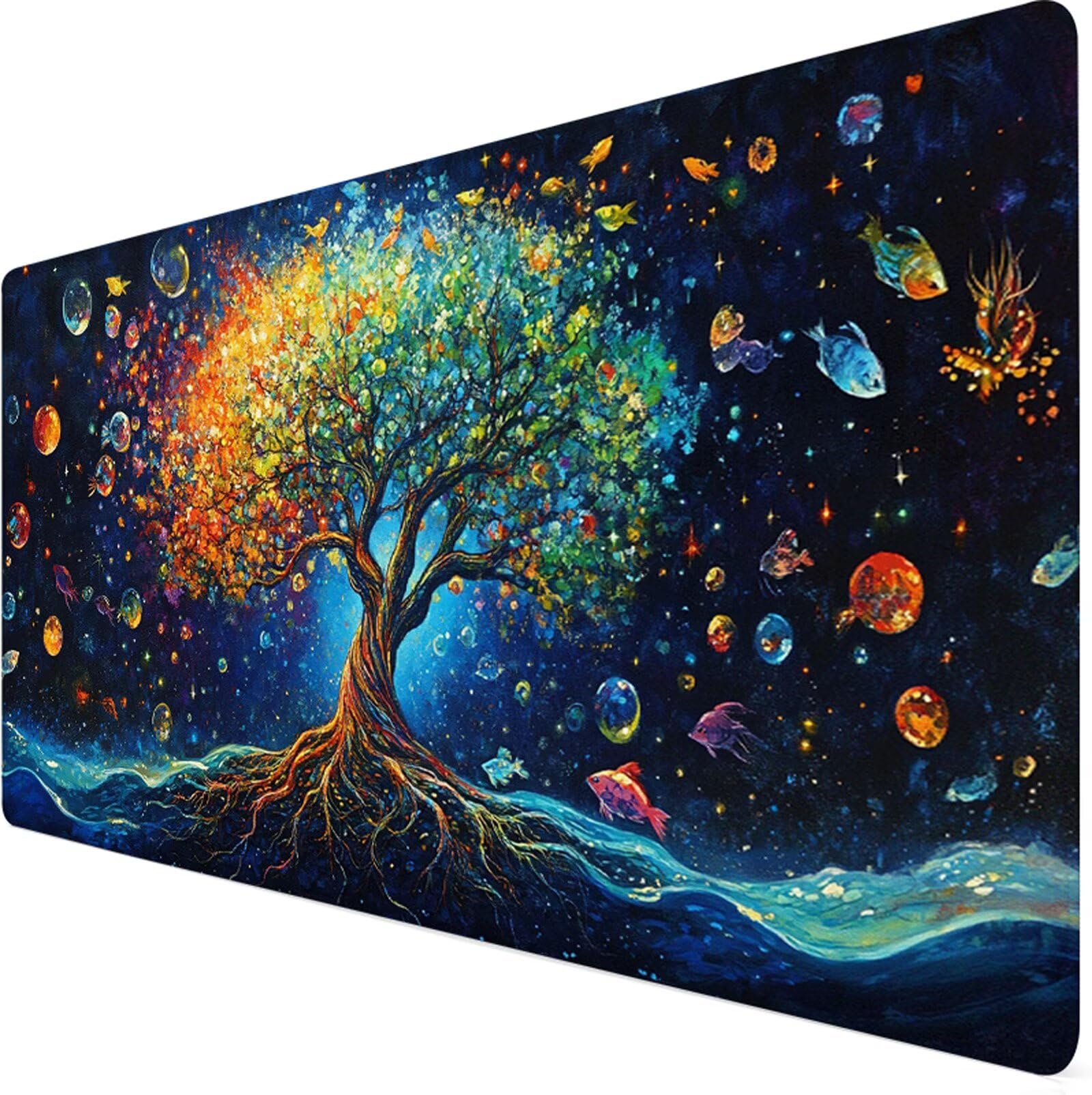 Podkładka pod mysz XXL 1000x500x3mm Podkładka pod mysz Drzewo Życia Podkładka pod mysz Granatowa poprawia precyzję i szybkość, szyte krawędzie, akcesoria do gier, komputer biurowy, praca, komputer Y7