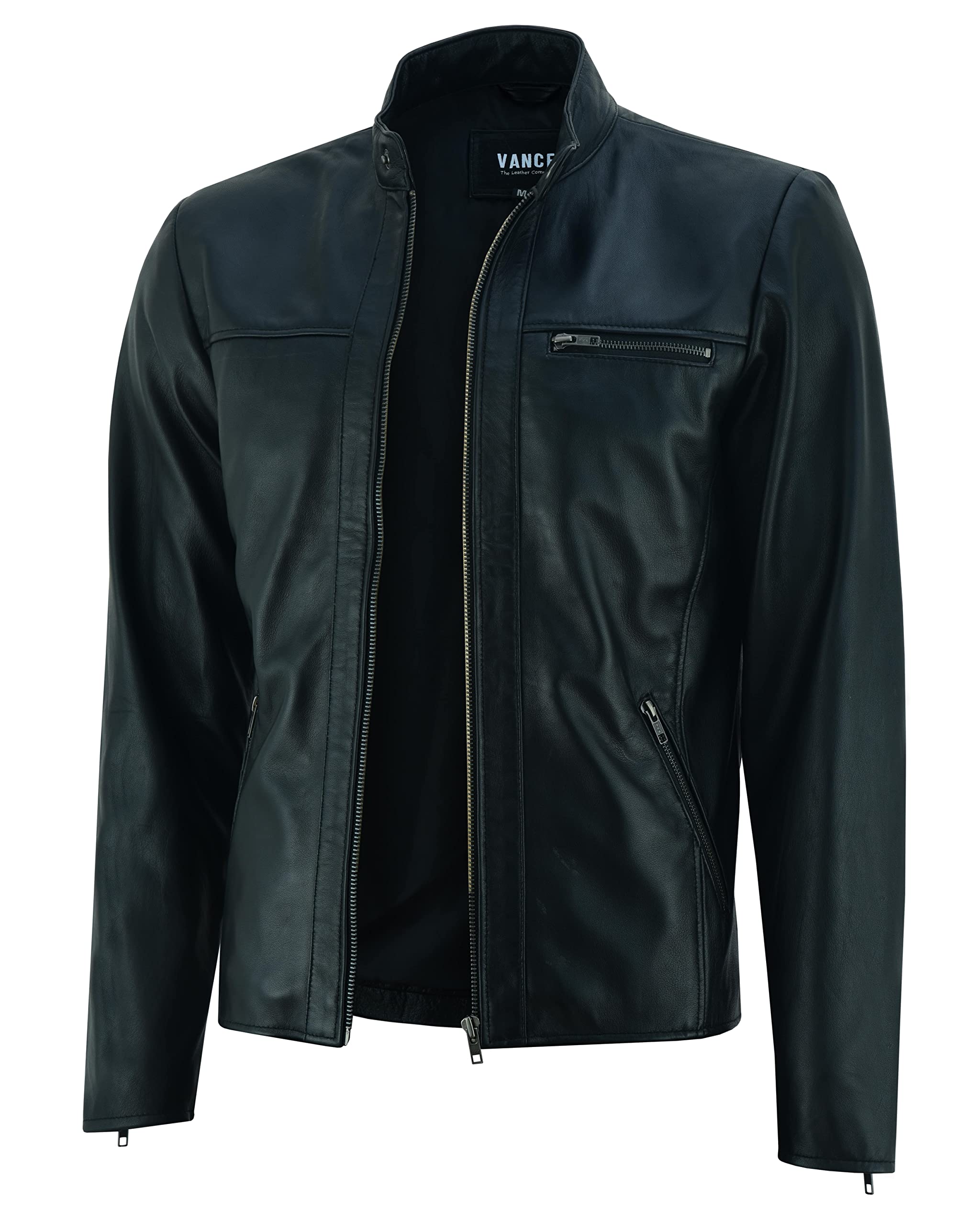 Vance Herren Echt Lederjacke aus 100% Lammleder (Schwarz) oder Rindsleder (Braun)
