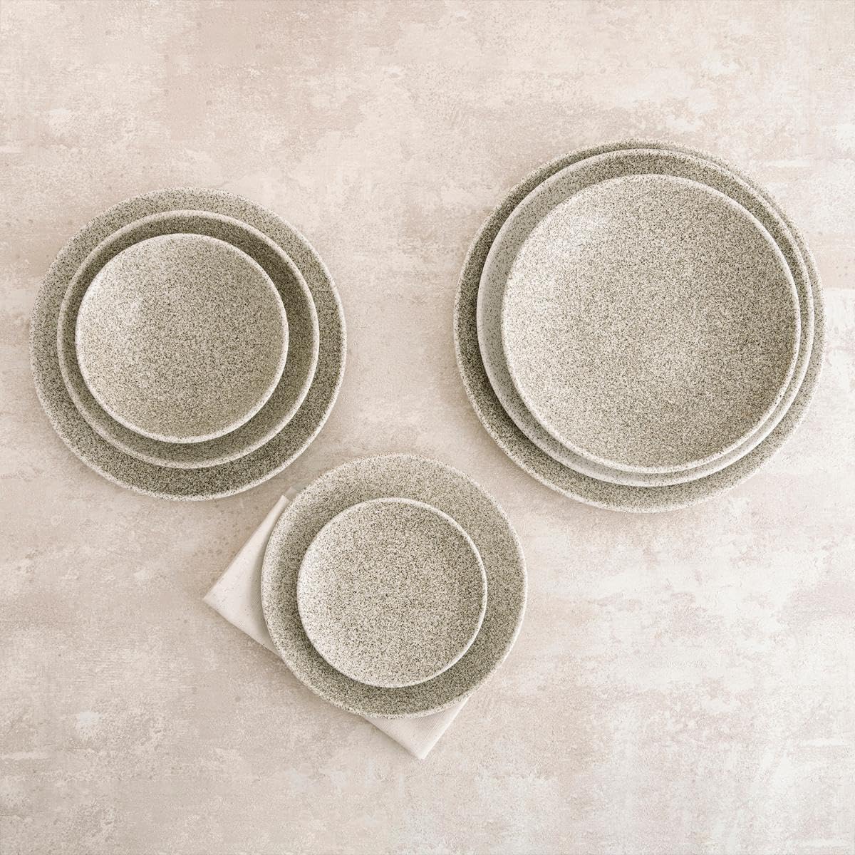 Bidasoa Set de 6 platos hondos Element Hydrozero de porcelana 23 cm | Beige, Porcelana, formato redondo, acabado decorado, 23 cm, 6 piezas, apilable, apto para microondas