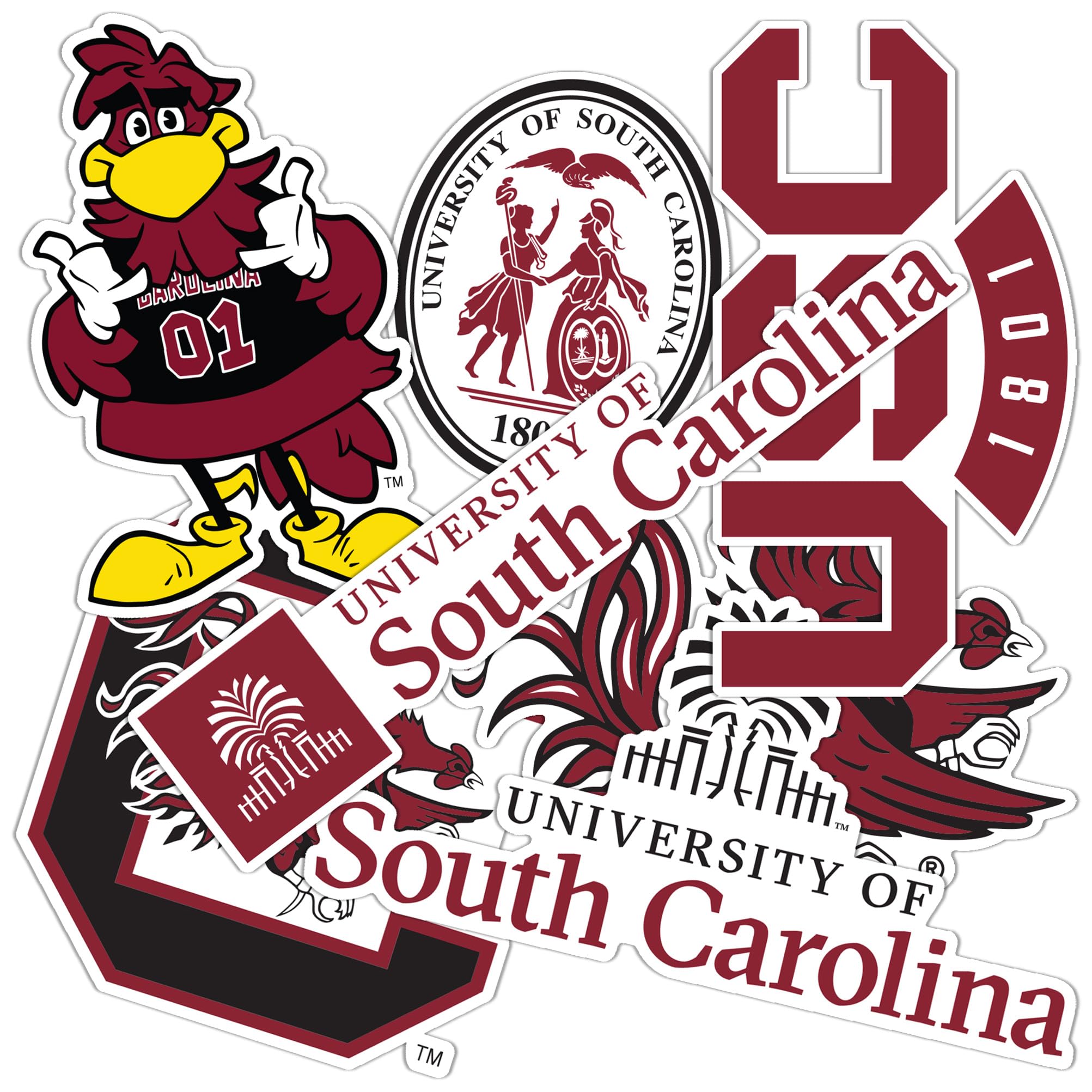 Toppe Termoadesivi Grandi Toppa Ricamata South Carolina Gamecocks - Logo 2.5 Pollici, Da Cucire O Ferro, Made In USA Patch Cucibile Logo College