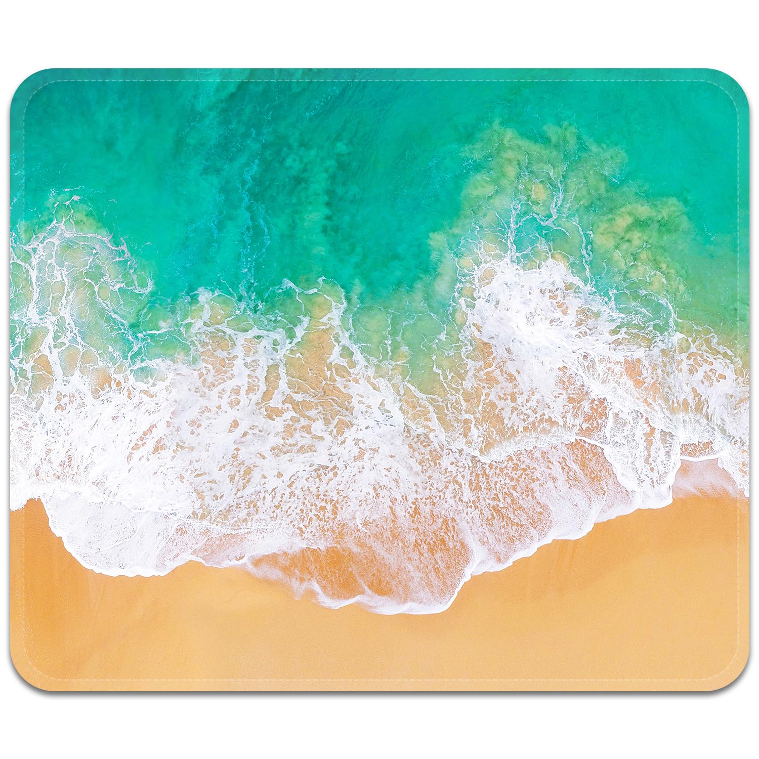 FROGIGO Mouse Pad with Stitched Edges - Ocean Beach Mousepad for Women, 9.25 x 7.75 inch Washable Square Desk Pad, Non-Slip Rubber Base, Office Home Laptop Accessories - Ocean Serenity
