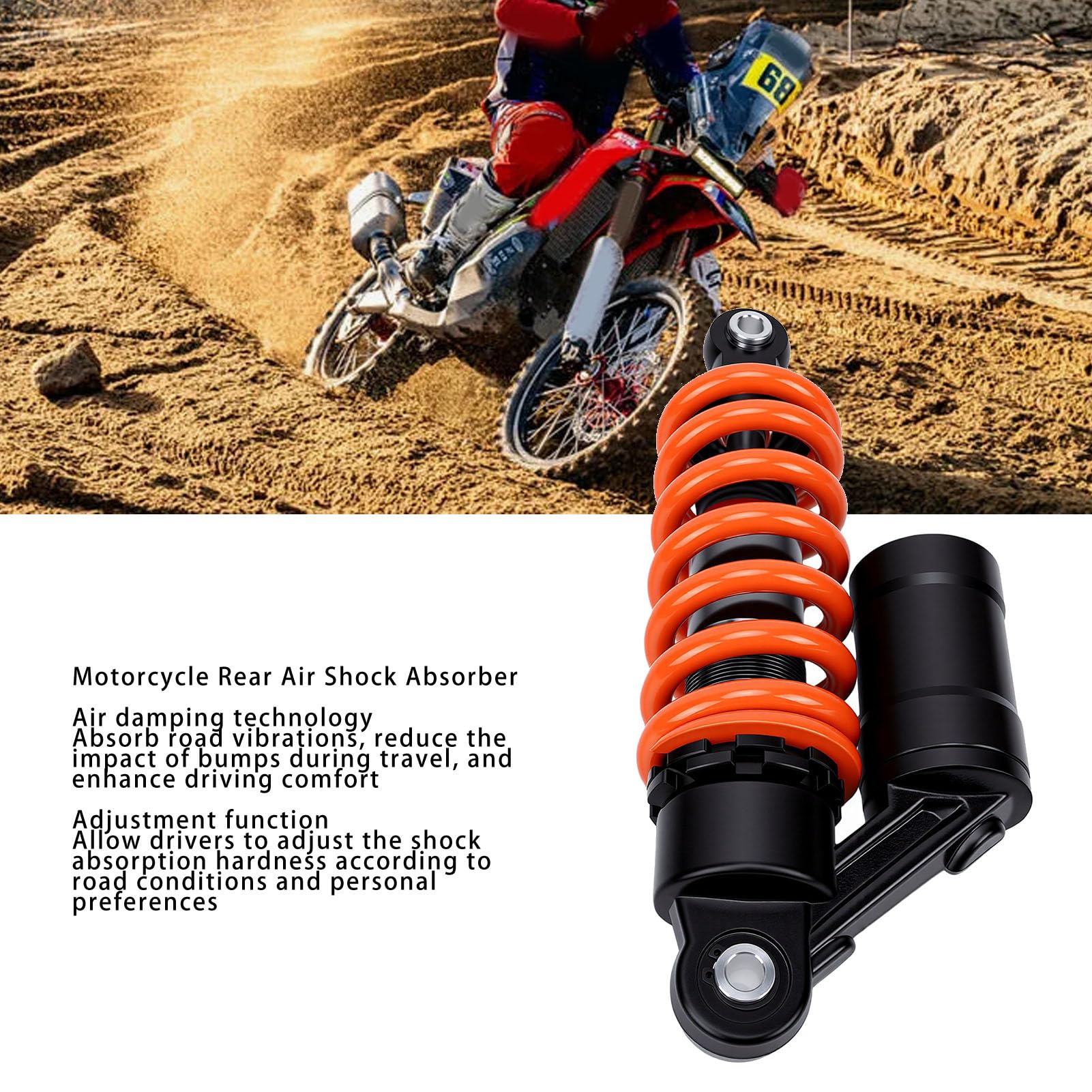 Cocoarm Ammortizzatore Posteriore per Moto da 9,84 Pollici Ammortizzatore Regolabile da 250 Mm Posteriore Universale per Carichi Pesanti per Motocicli da Strada e Fuoristrada
