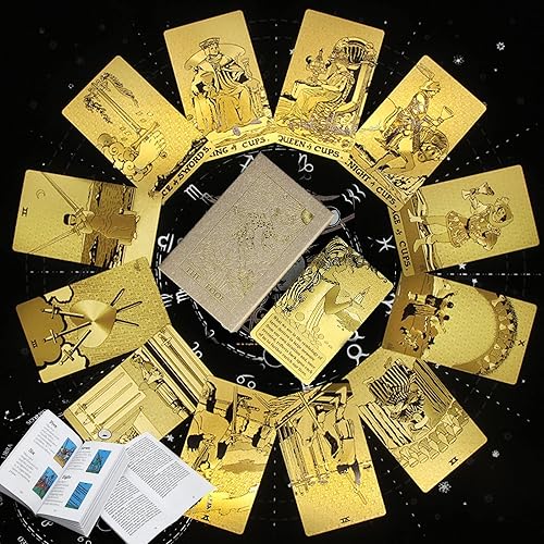 ALVBELLS Baraja clásica de cartas de tarot mágicas con guía y exquisita caja de tarot, 78 cartas de tarot de PVC retro impermeables con significados