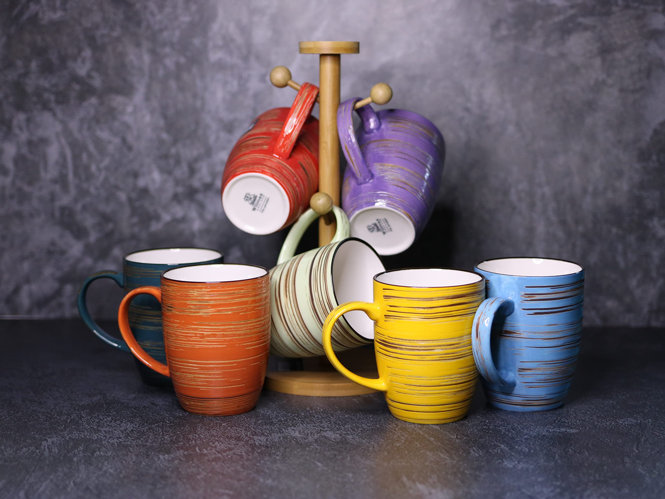 Wilmax | SPIRAL Becher | 6er-Set | Fassungsvermögen: 460 ml Becherset | Modernes Design | Widerstandsfähig gegen Beschädigungen | Spülmaschinenfest | Kann in die Mikrowelle gestellt werden | Bunt