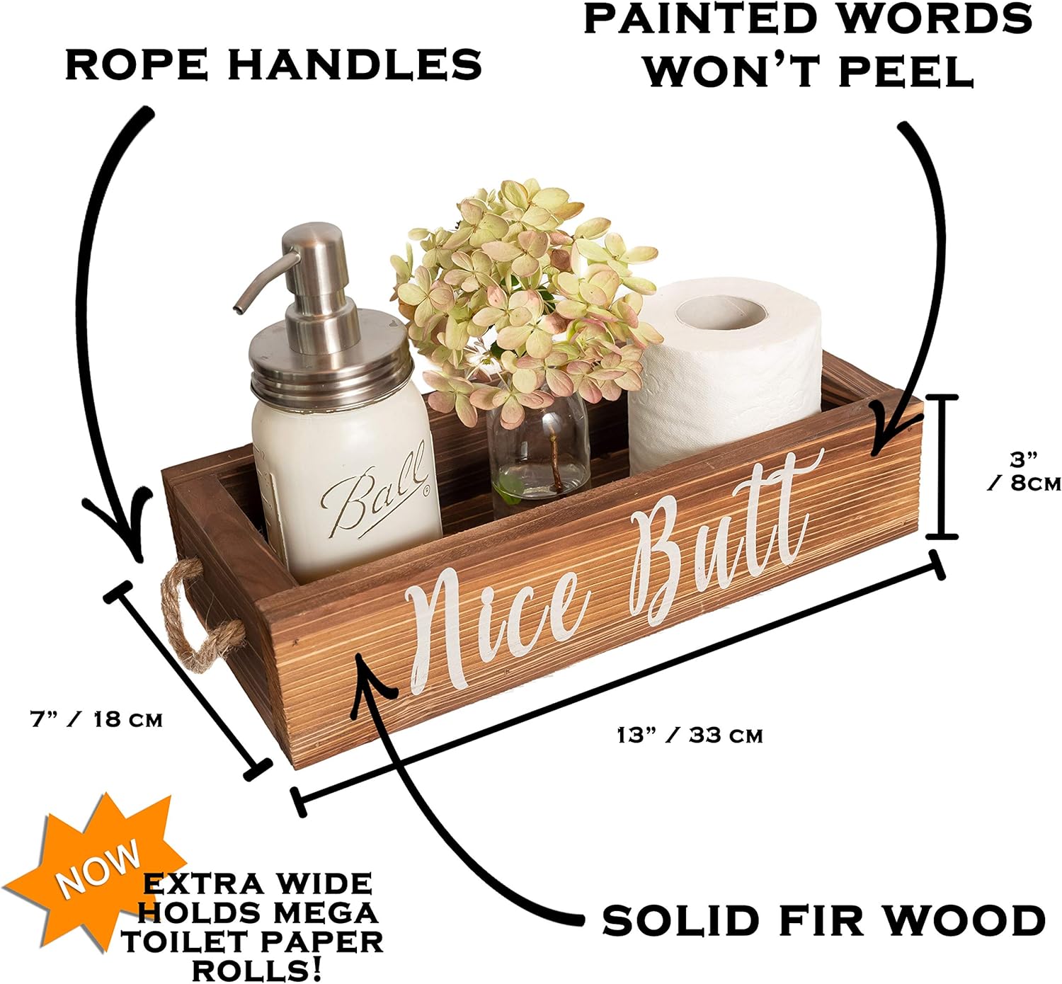 Nice Butt Bathroom Decor Box, 2 Sides - Funny Gift, Funny Toilet Paper Holder Perfect for Farmhouse Bathroom Decor, Toilet Paper Storage, Rustic Bathroom Decor, or Diaper Organizer (Brown) : Home & Kitchen