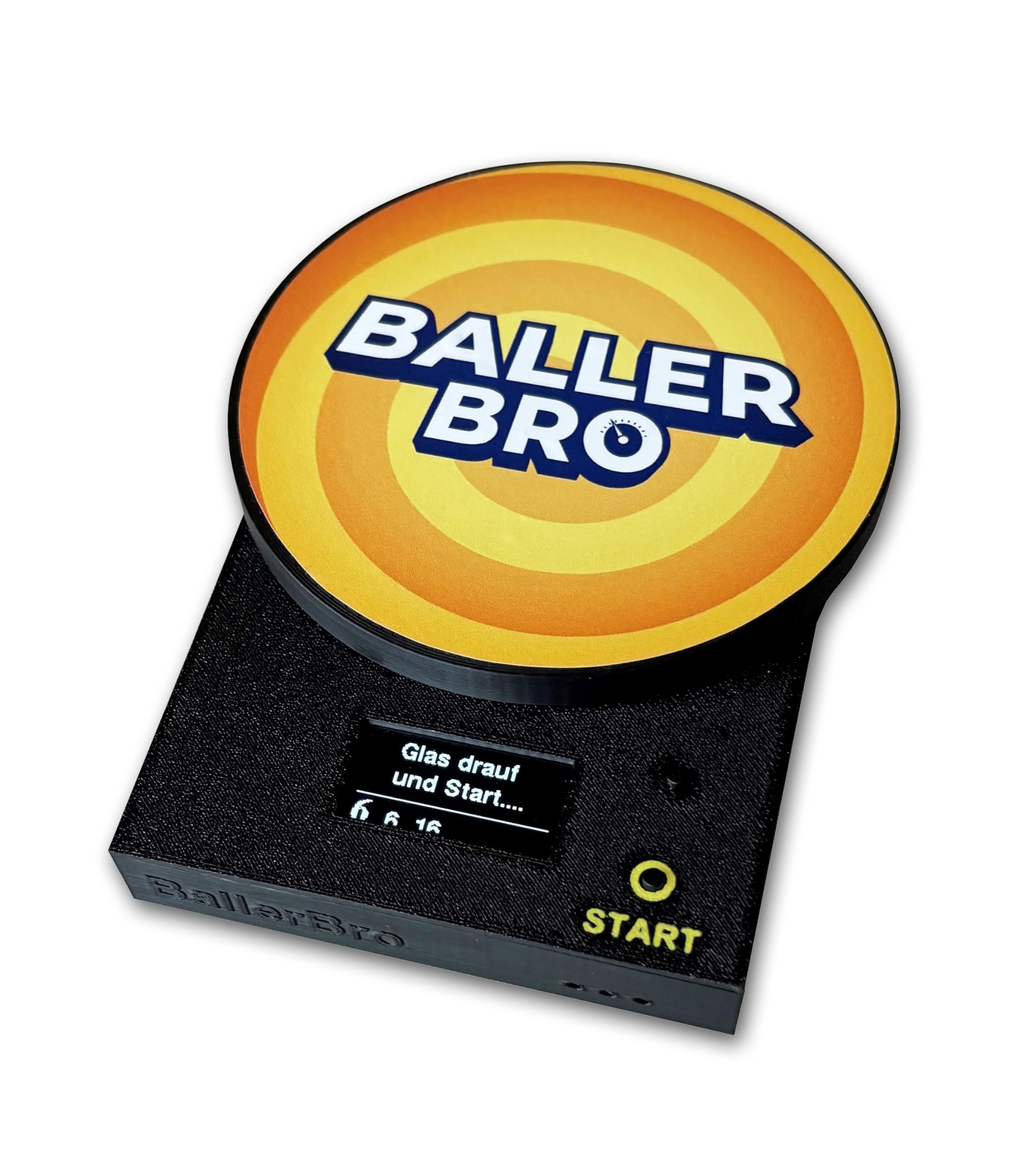 Trinkspiel mit Waage - Elektronisches Partyspiel - Schlücke abschätzen, Exen auf Zeit & Darts - Alleine, zu zweit, zu dritt oder für Gruppen - Baller Bro - Für Erwachsene - ab 18