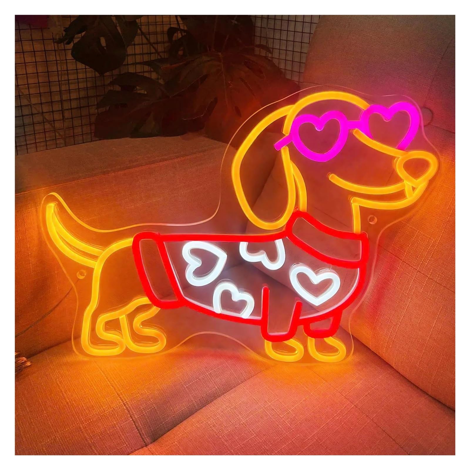 Scritta luminosa Insegna Al Neon Con Luce Dimmerabile A Forma Di Cane Bassotto Per Amanti Dei Negozi Di Animali, Decorazione Per La Stanza Dei Cani Per Mamma Di Cani 45x32cm