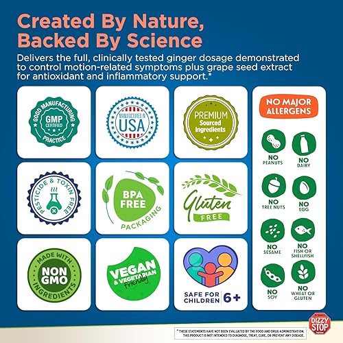 Miniatura 4 de Dizzy Stop Dr. Barton's All Natural Vertigo Comfort, suplemento de equilibrio del oído interno, píldoras para mareo por movimiento sin somnolencia